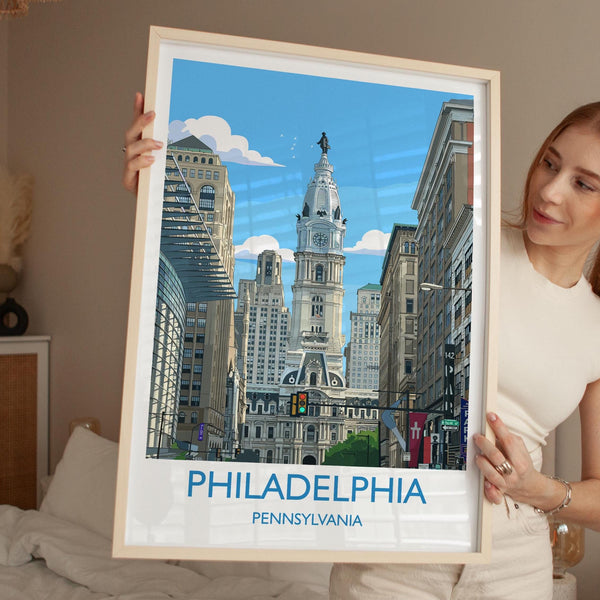 Philadelphia City Art Print, Philadelphia Skyline View, Pennsylvania Travel Poster, US City Gift