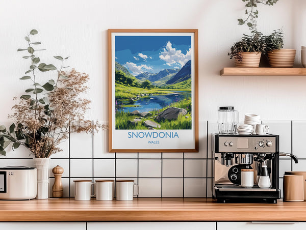 Snowdonia Travel Poster, Snowdonia Travel Print, Wales, Welsh Art, Snowdonia Gift, Wall Art Print