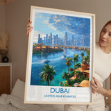 Dubai Travel Print, Travel Poster of Dubai, Palm Jumeirah Dubai Art lovers Gift, UAE Wall Art Gift NQ Media Designs
