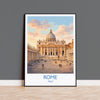 Rome St Peters Basilica Travel Poster, Vatican Skyline Wall Art, Tiber River View Print, Historic Cityscape Illustration, Italy Decor