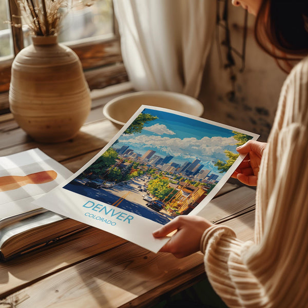 Denver Travel Poster Wall Art, Travel Print of Denver, Colorado, USA, Denver Art Lovers Gift