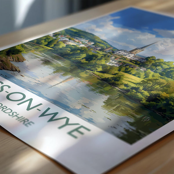 Ross on Wye Travel Print, Travel Poster of Ross on Wye, England, Wye Valley Art Lovers Gift, Herefordshire Wall Art Print