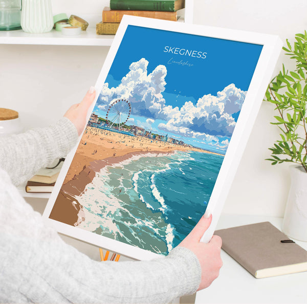 Skegness Travel Print Wall Art, Travel Poster of Skegness, England, Lincolnshire Seaside Art Lovers Gift, Travel Art Gift