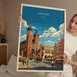 Krakow Poland Poster, St Mary’s Basilica Wall Art, Main Market Square Print, Polish Travel Poster, Krakow Gift