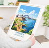 Sydney Travel Print, Travel Poster of Sydney, New South Wales Art, Australia Art Lovers Gift, Sydney Wall Art