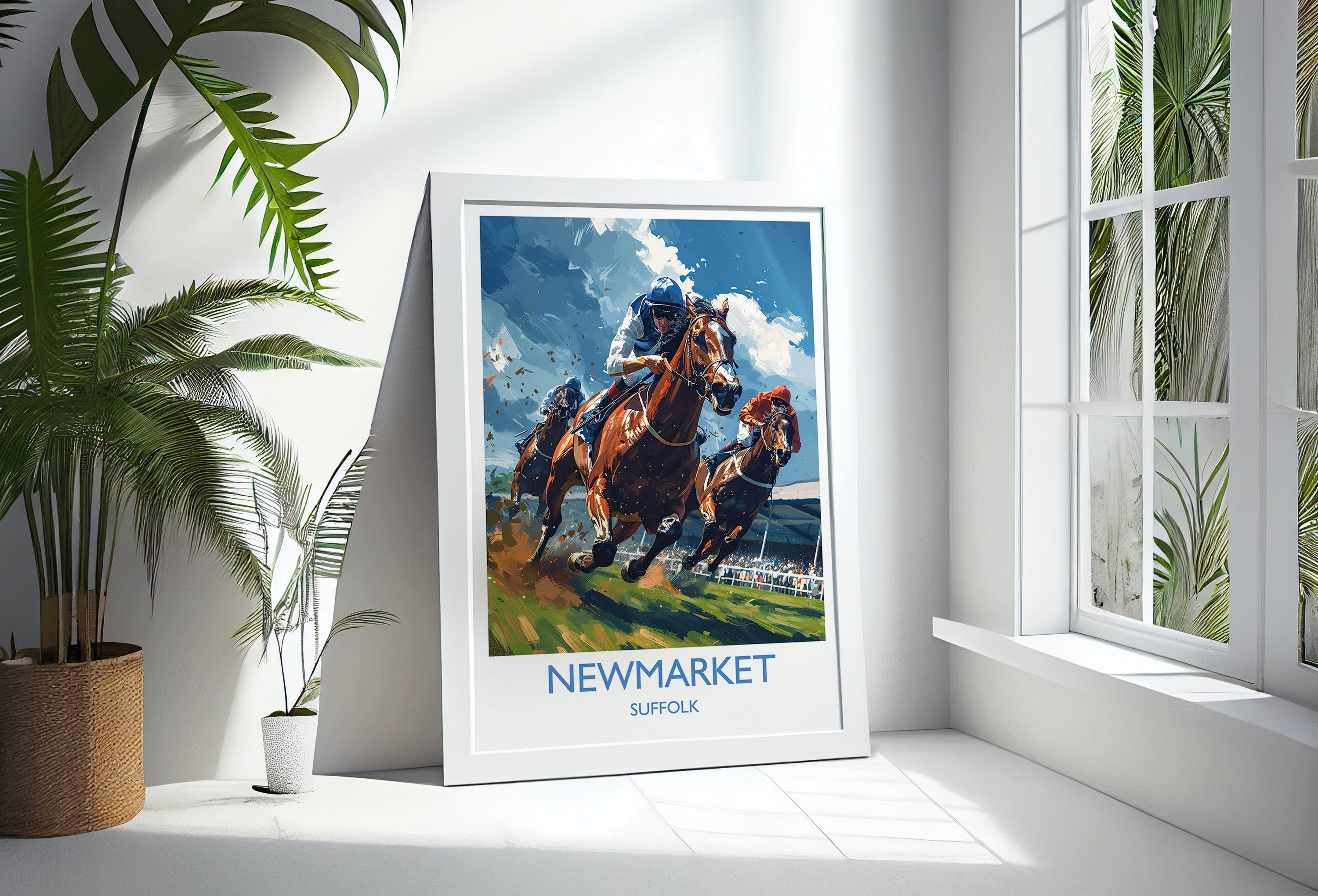 Newmarket Travel Poster Wall Art, Travel Print of Newmarket , Suffolk England, Newmarket Races Art Lovers Gift, England Art Gift NQ Media Designs