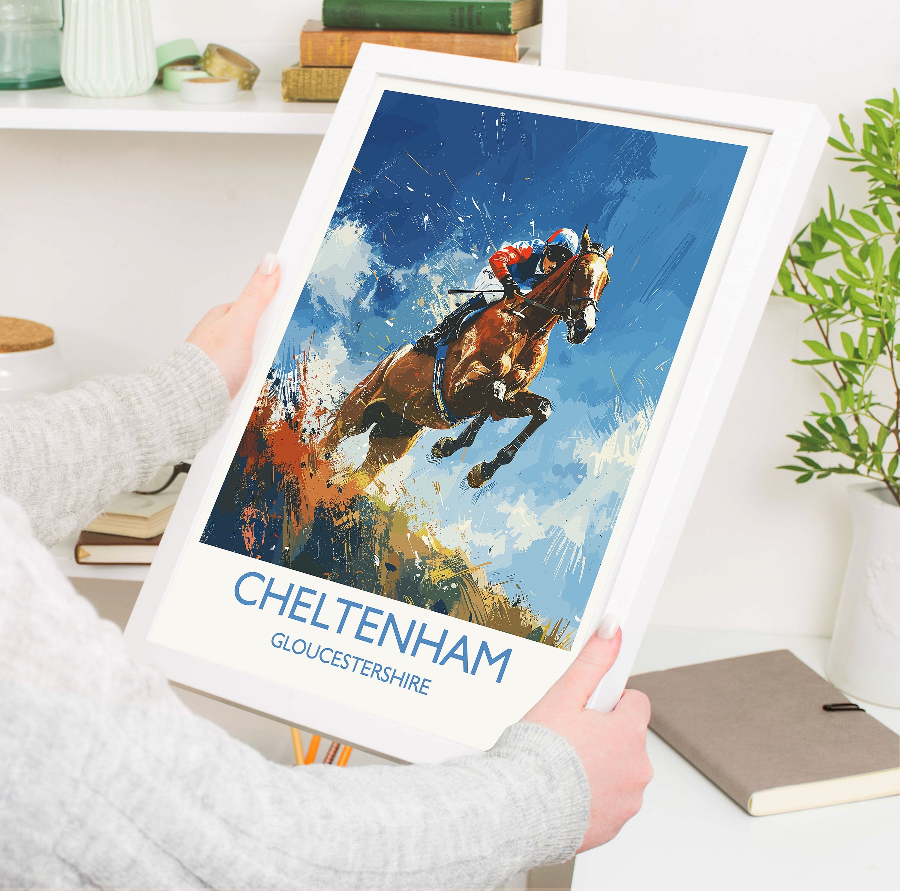 Cheltenham Travel Poster Wall Art, Travel Print of Cheltenham , Gloucestershire, England, Cheltenham Races Art Lovers Gift, England Art Gift NQ Media Designs