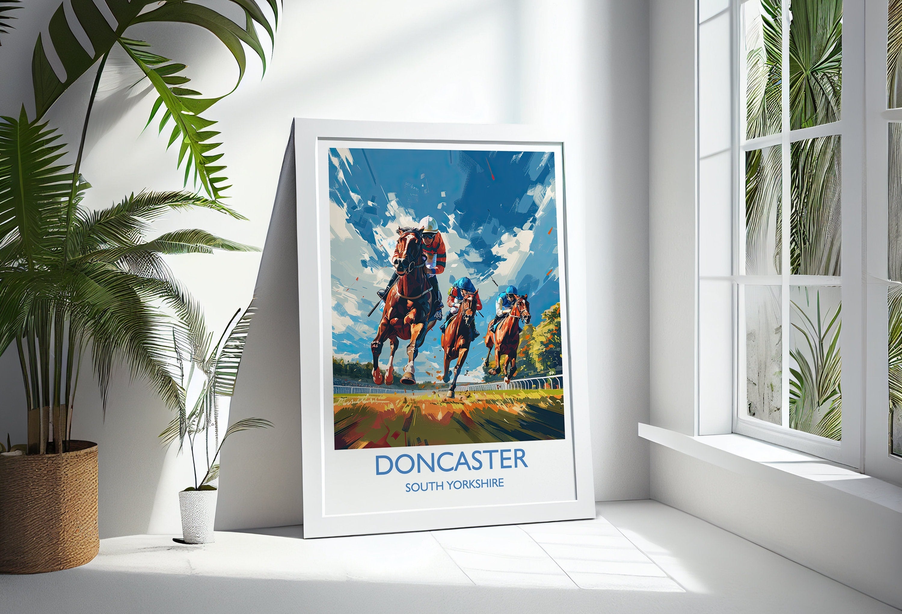 Doncaster Travel Poster Wall Art, Travel Print of Doncaster, South Yorkshire, England, Doncaster Races Art Lovers Gift, England Art Gift NQ Media Designs