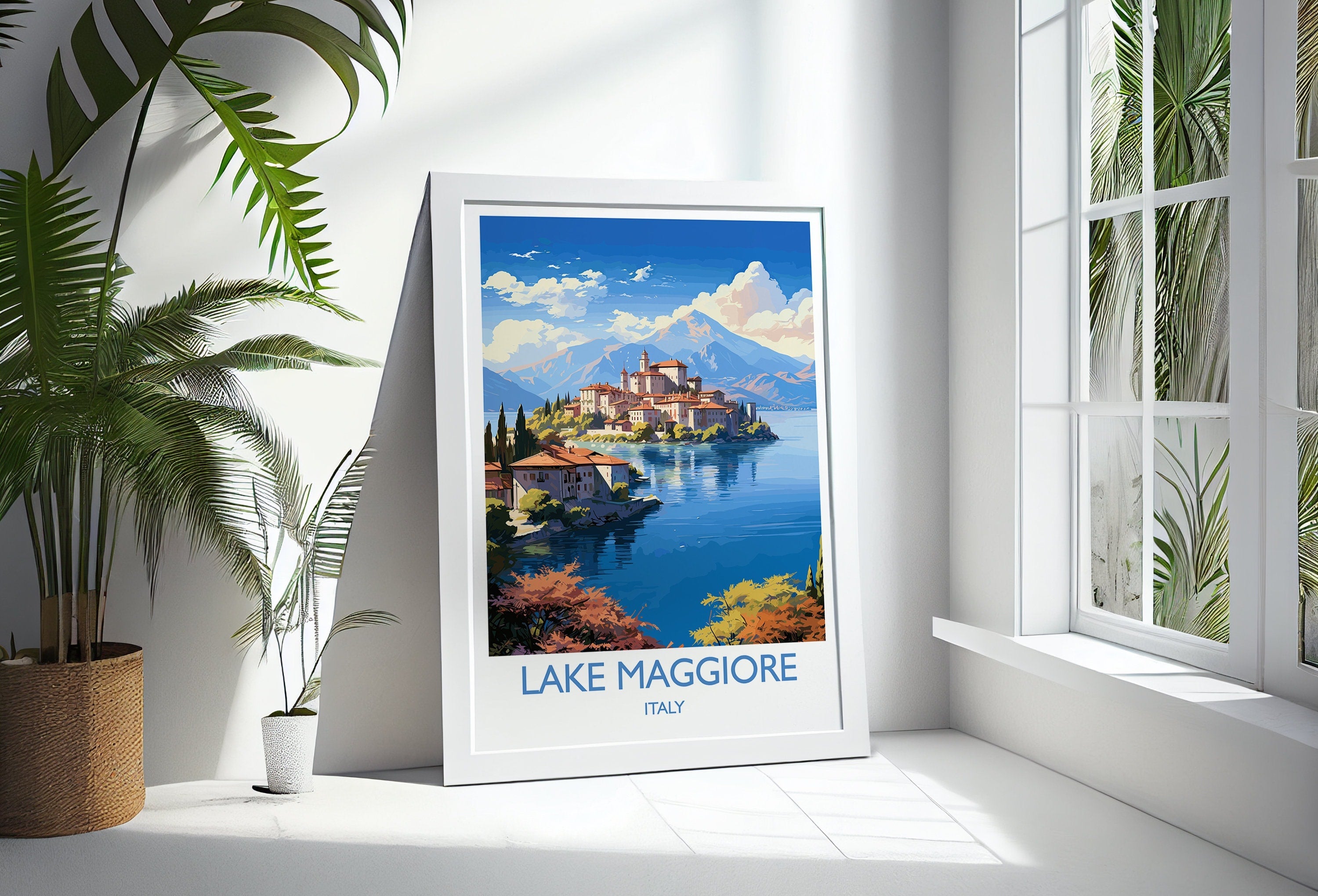 Lake Maggiore Travel Print Wall Art, Travel Poster of Lake Maggiore, Lake Maggiore Art Lovers Gift, Italy, Italian Lakes Art Gift NQ Media Designs