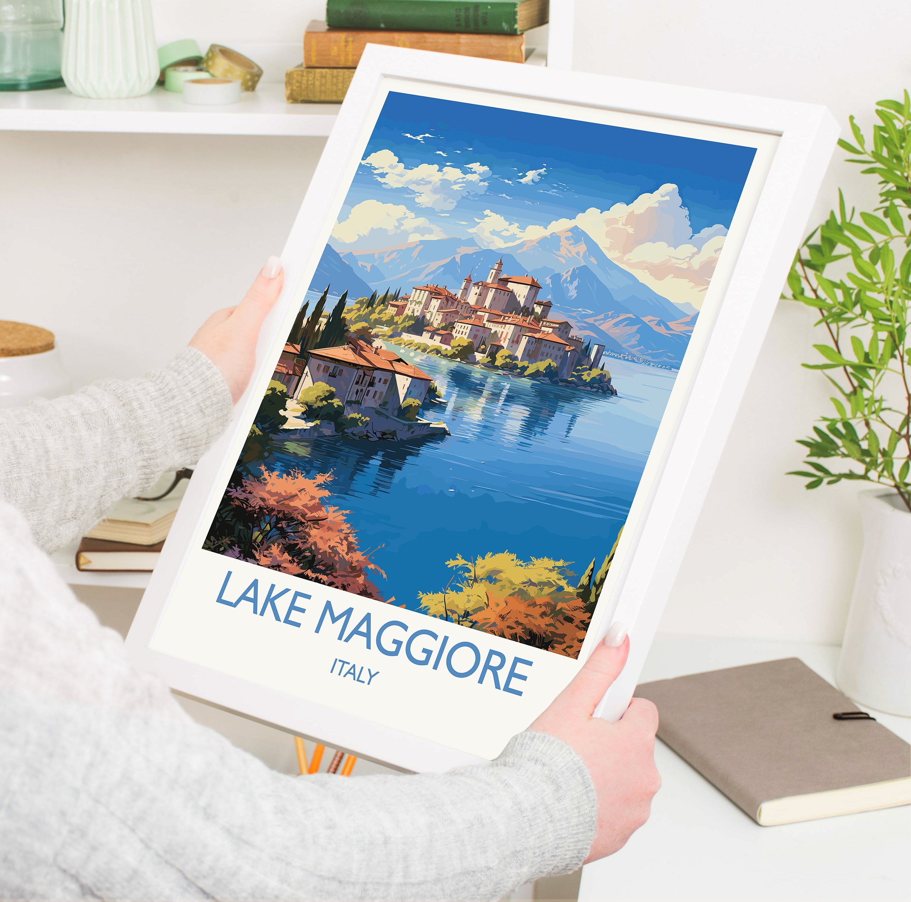 Lake Maggiore Travel Print Wall Art, Travel Poster of Lake Maggiore, Lake Maggiore Art Lovers Gift, Italy, Italian Lakes Art Gift NQ Media Designs