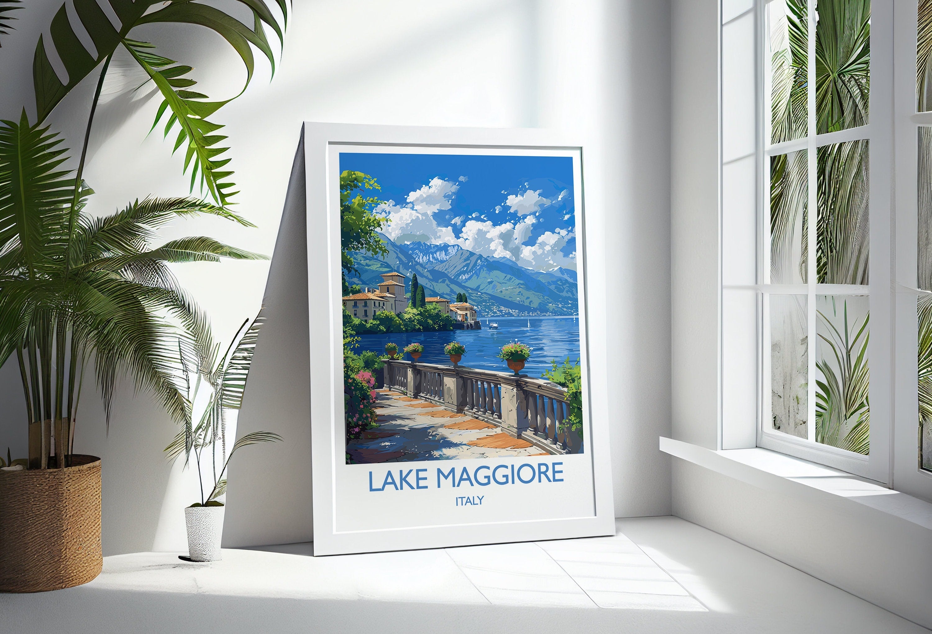 Lake Maggiore Travel Print Wall Art, Travel Poster of Lake Maggiore, Lake Maggiore Art Lovers Gift, Italy, Italian Lakes Art Gift NQ Media Designs