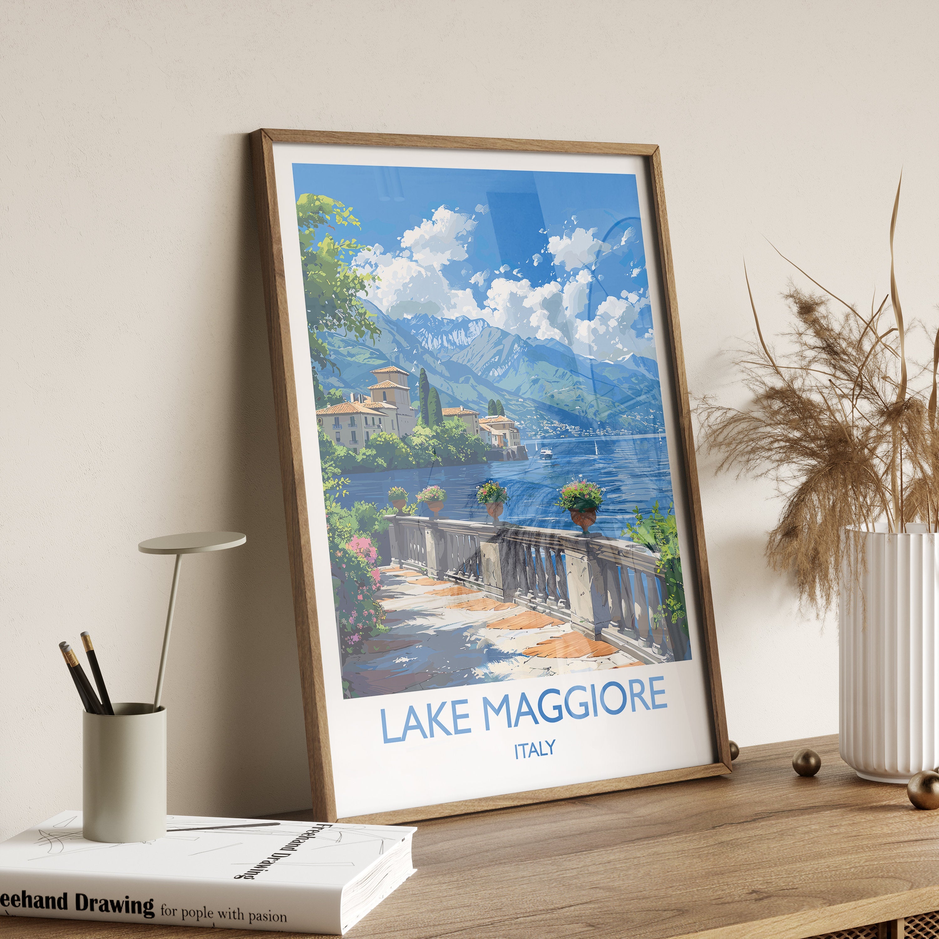 Lake Maggiore Travel Print Wall Art, Travel Poster of Lake Maggiore, Lake Maggiore Art Lovers Gift, Italy, Italian Lakes Art Gift NQ Media Designs