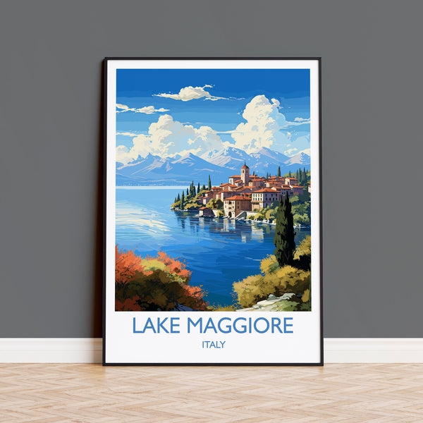 Lake Maggiore Travel Poster Wall Art, Travel Print of Lake Maggiore, Lake Maggiore Art Lovers Gift, Italy, Italian Lakes Art Gift