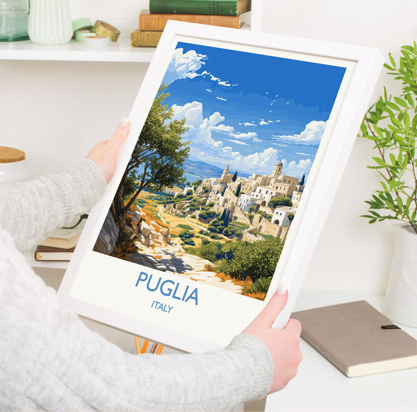 Puglia Travel Poster Wall Art, Travel Print of Puglia, Puglia Art Lovers Gift, Italy, Italy Art Gift