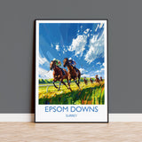 Epsom Downs Travel Poster Wall Art, Travel Print of Epsom Downs, Surrey, England, Epsom Downs Races Art Lovers Gift, England Art Gift NQ Media Designs