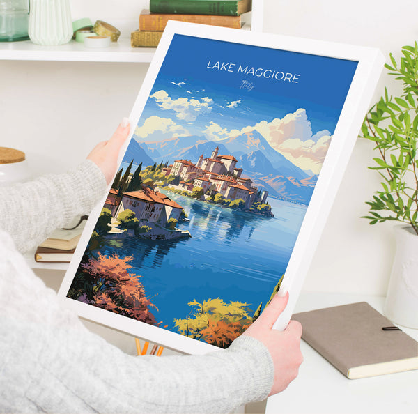Lake Maggiore Travel Print Wall Art, Travel Poster of Lake Maggiore, Lake Maggiore Art Lovers Gift, Italy, Italian Lakes Art Gift