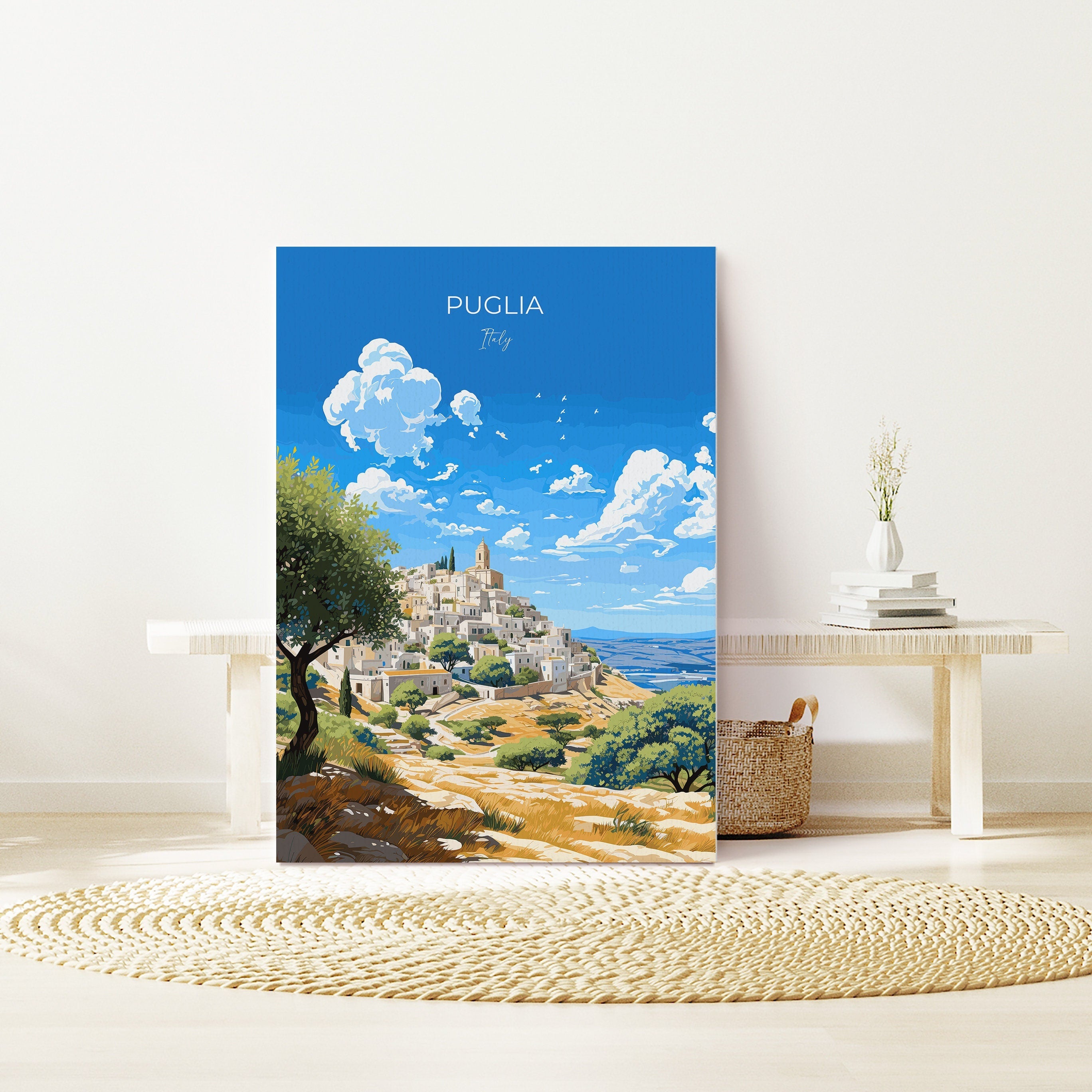 Puglia Travel Poster Wall Art, Travel Print of Puglia, Puglia Art Lovers Gift, Italy, Italy Art Gift NQ Media Designs