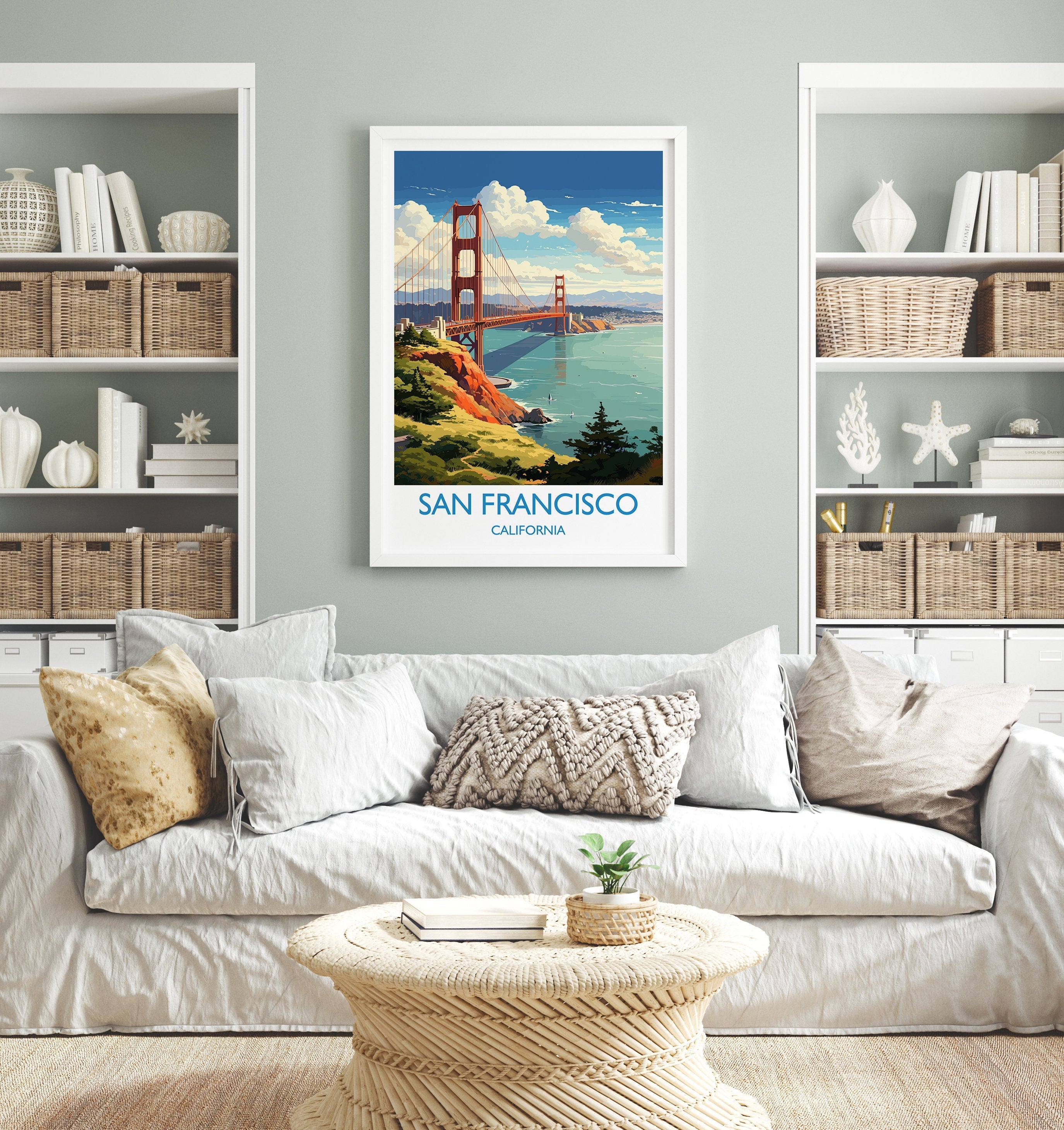 San Francisco Travel Print, Travel Poster of San Francisco, California, San Francisco Art Lovers Gift, USA Gift, Wall Art Print