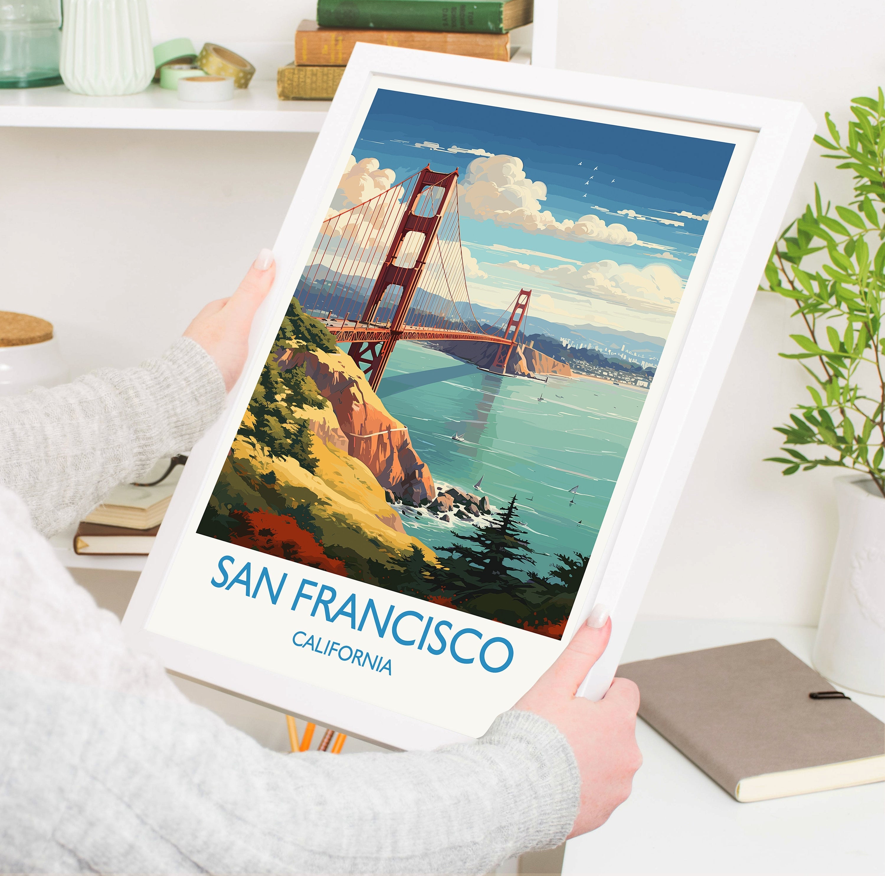 San Francisco Travel Poster, Travel Print of San Francisco, California, San Francisco Art Lovers Gift, USA Gift, Wall Art Print NQ Media Designs