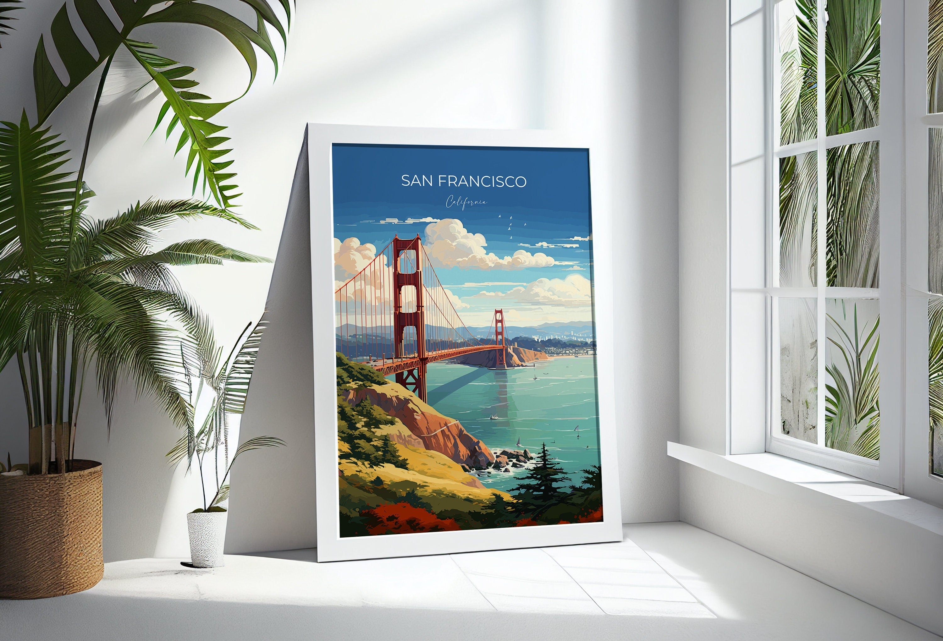 San Francisco Travel Poster, Travel Print of San Francisco, California, San Francisco Art Lovers Gift, USA Gift, Wall Art Print NQ Media Designs