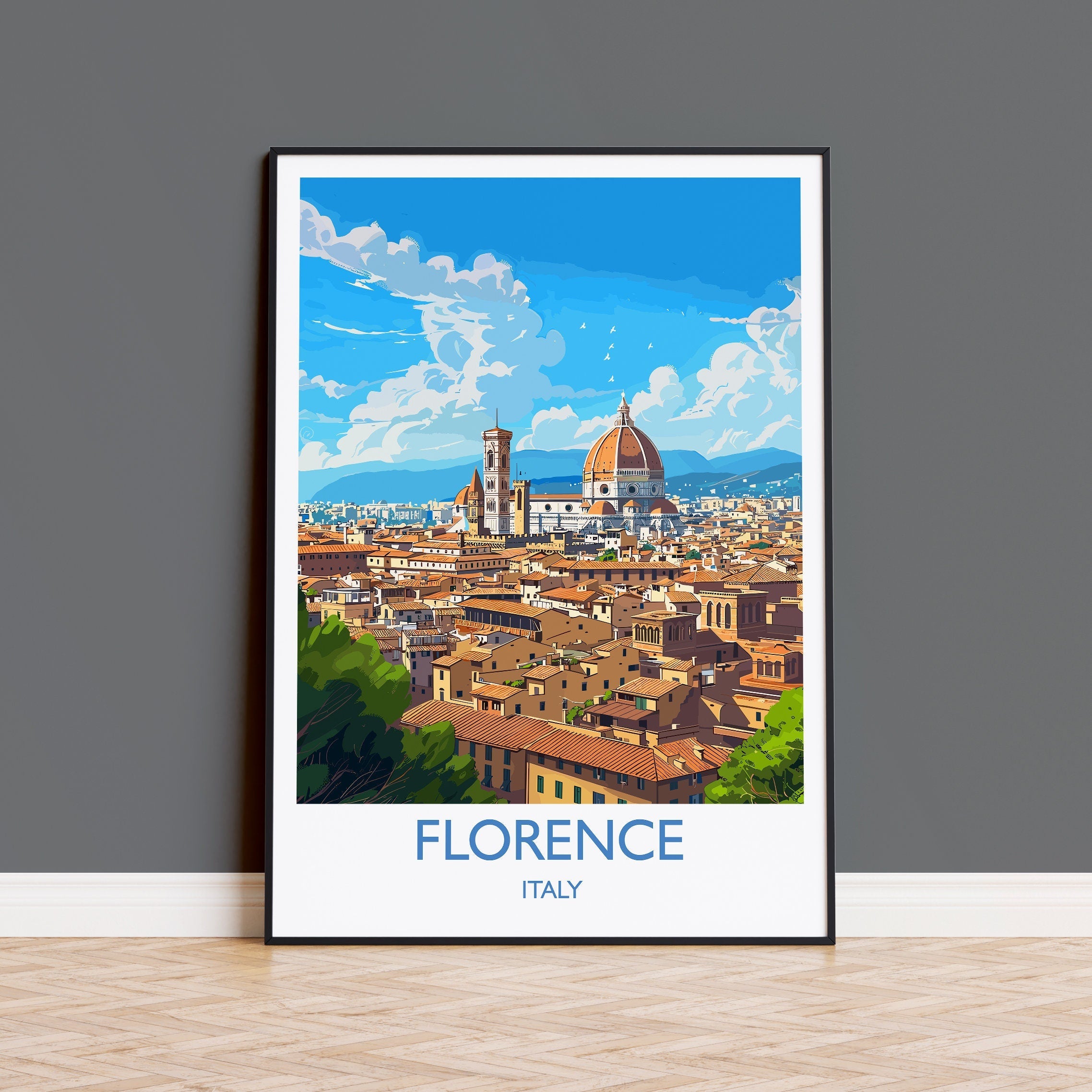 Florence Travel Print Wall Art, Travel Poster of Florence, Florence Art Lovers Gift, Italy, Italy Art Gift NQ Media Designs
