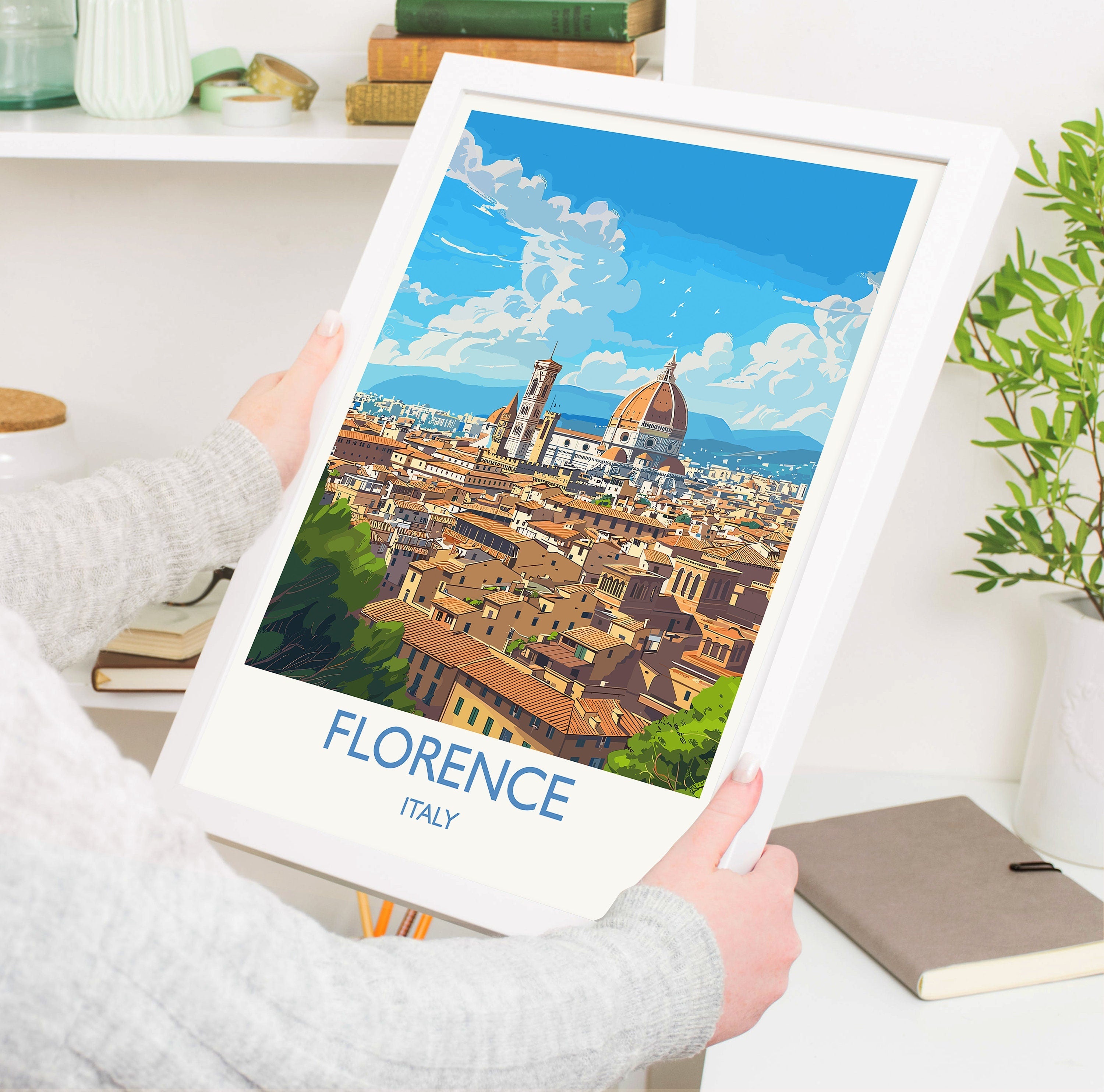 Florence Travel Print Wall Art, Travel Poster of Florence, Florence Art Lovers Gift, Italy, Italy Art Gift NQ Media Designs