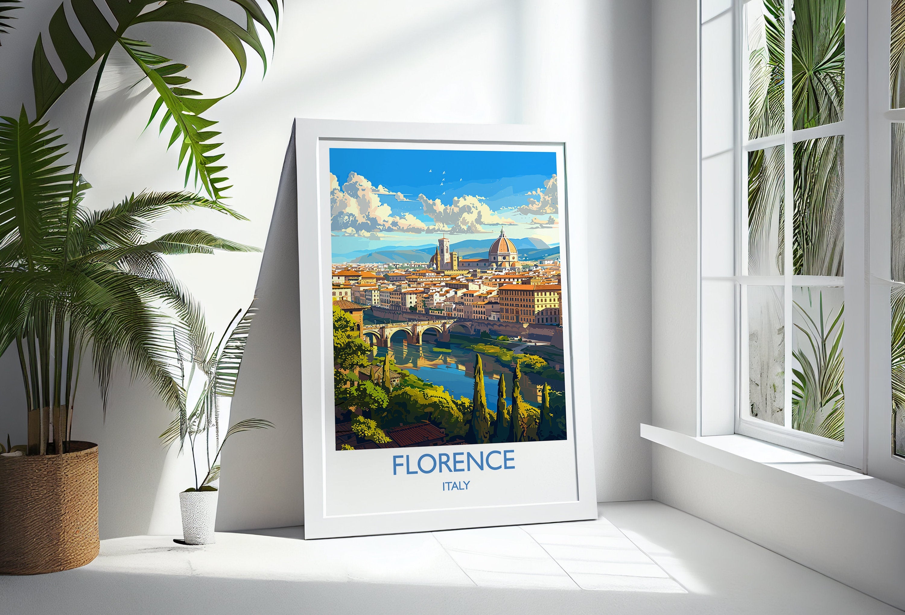 Florence Travel Print Wall Art, Travel Poster of Florence, Florence Art Lovers Gift, Italy, Italy Art Gift NQ Media Designs