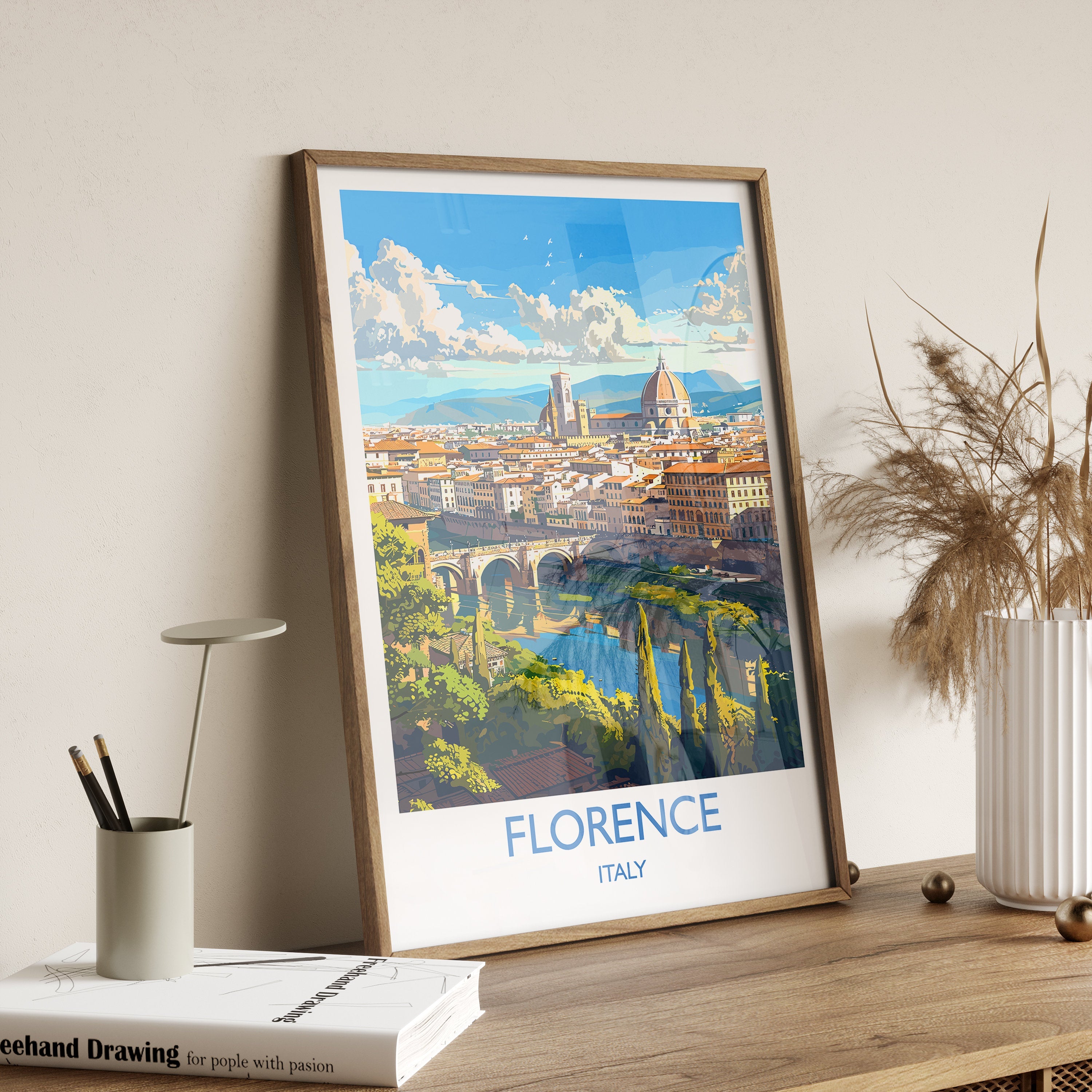 Florence Travel Print Wall Art, Travel Poster of Florence, Florence Art Lovers Gift, Italy, Italy Art Gift NQ Media Designs