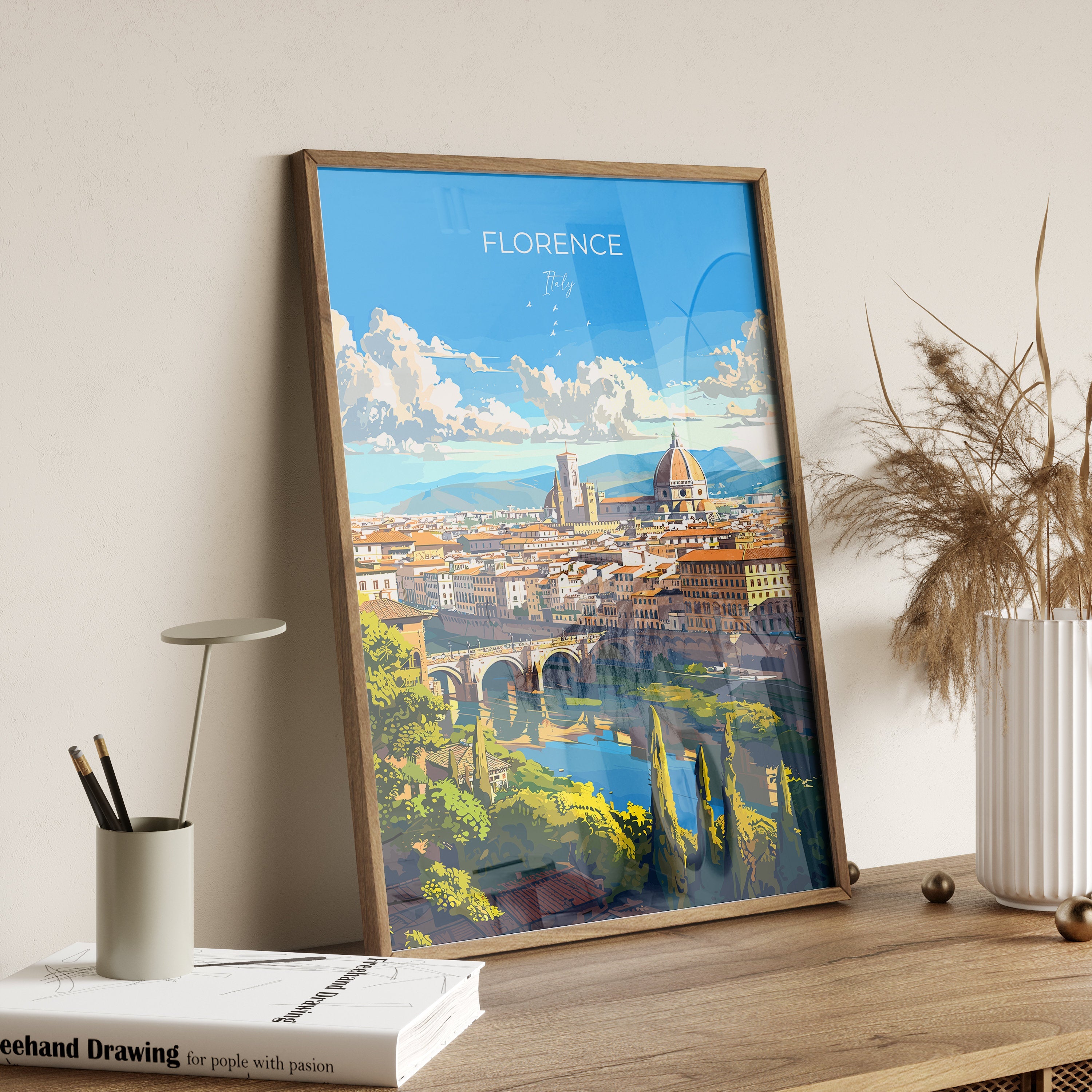 Florence Travel Poster Wall Art, Travel Print of Florence, Florence Art Lovers Gift, Italy, Italy Art Gift NQ Media Designs