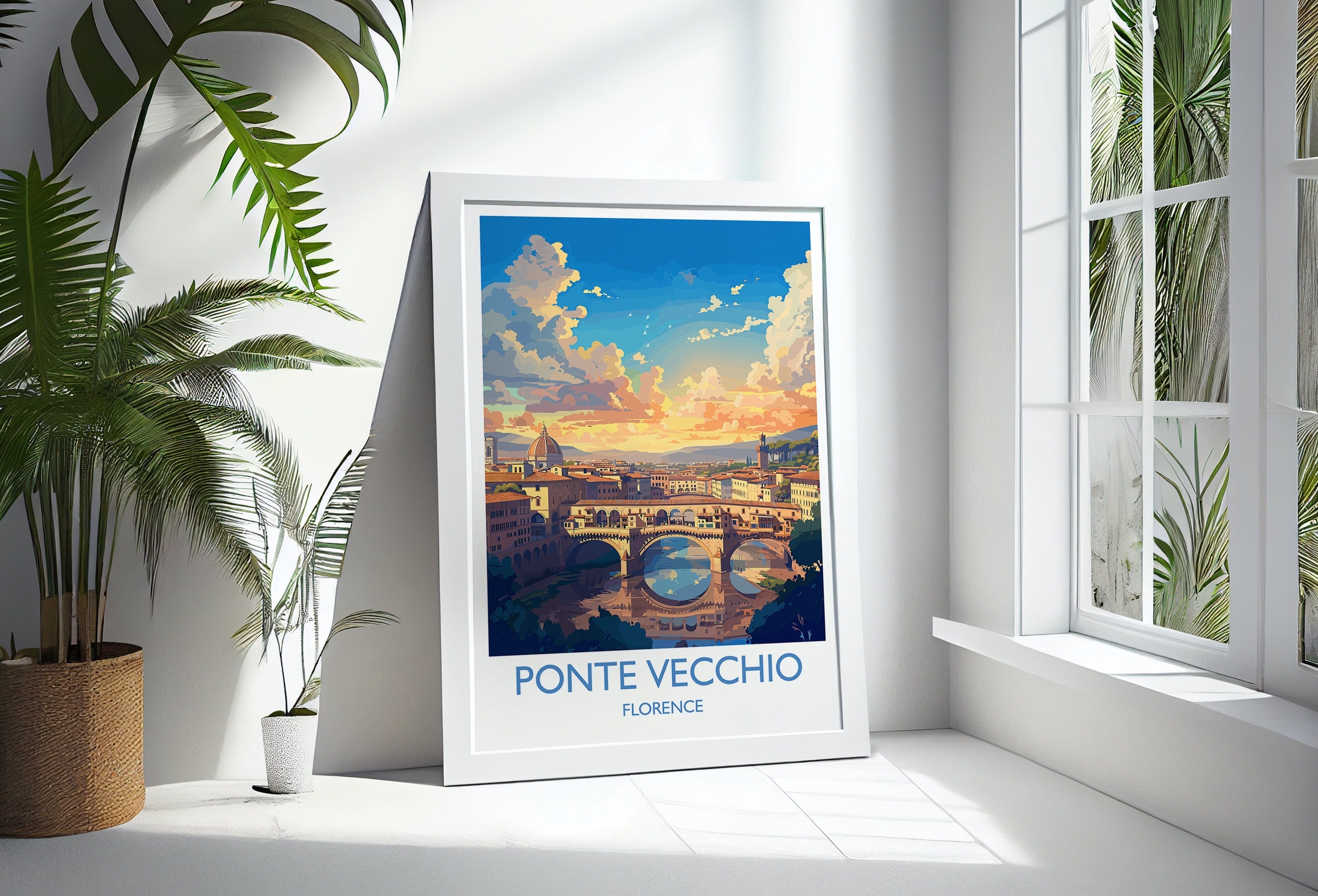 Ponte Vecchio Travel Print Wall Art, Travel Poster of Ponte Vecchio, Florence Art Lovers Gift, Italy, Italy Art Gift NQ Media Designs