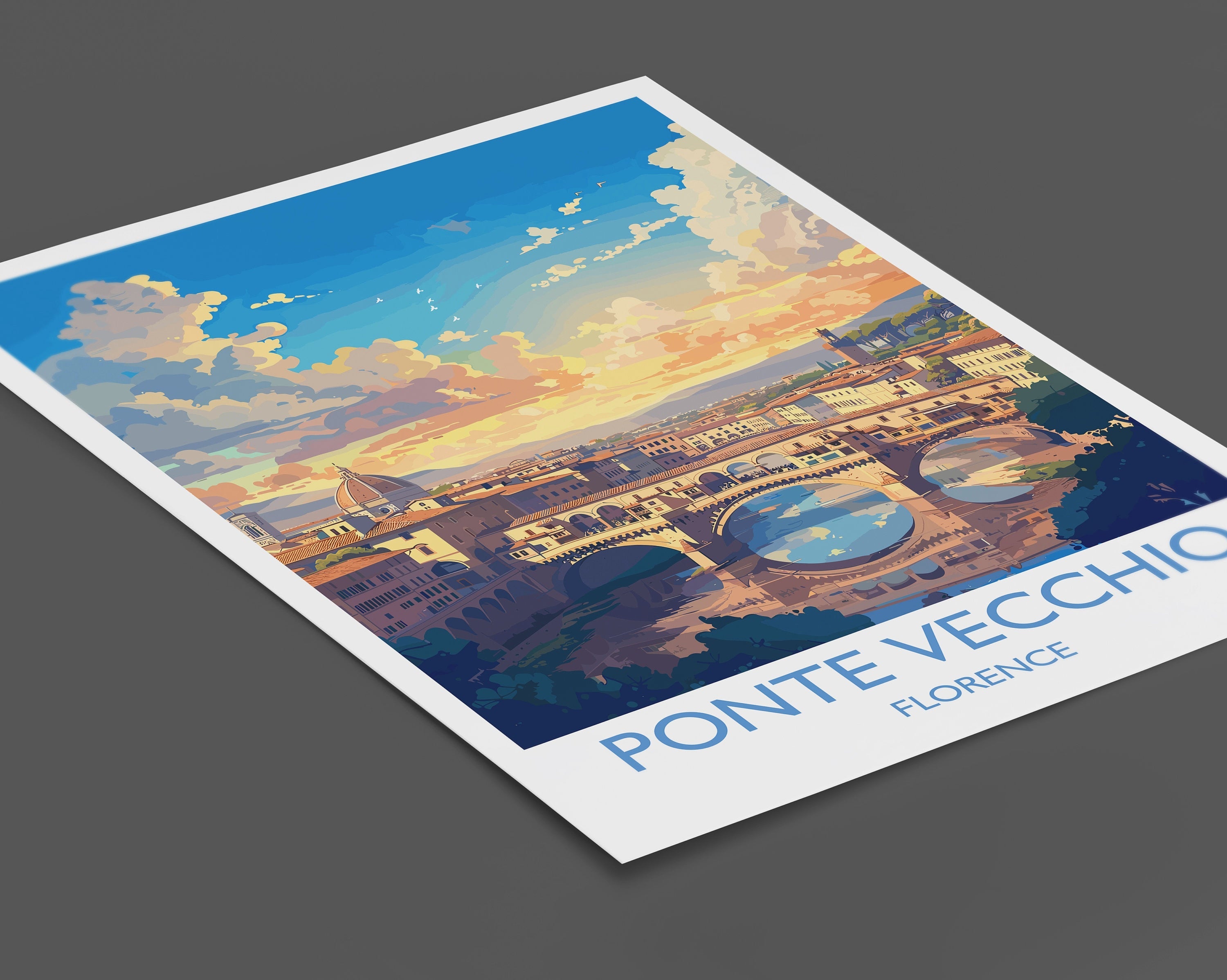 Ponte Vecchio Travel Print Wall Art, Travel Poster of Ponte Vecchio, Florence Art Lovers Gift, Italy, Italy Art Gift NQ Media Designs