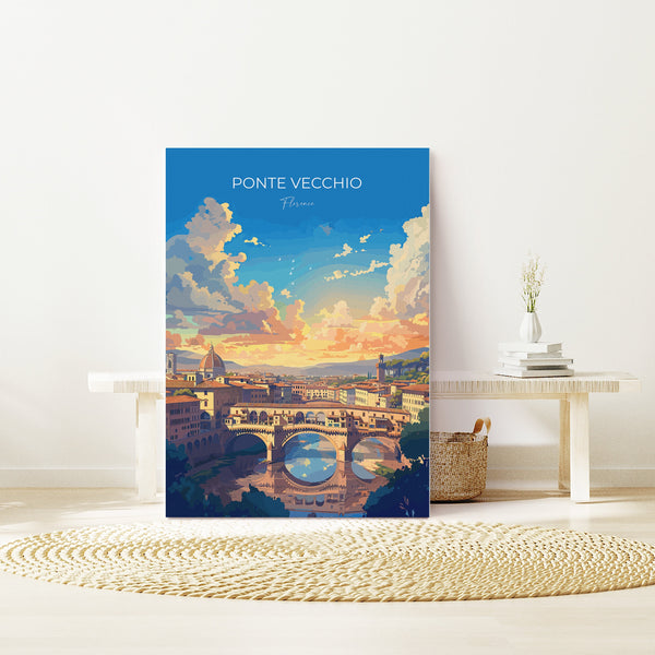 Ponte Vecchio Travel Poster Wall Art, Travel Print of Ponte Vecchio, Florence Art Lovers Gift, Italy, Italy Art Gift