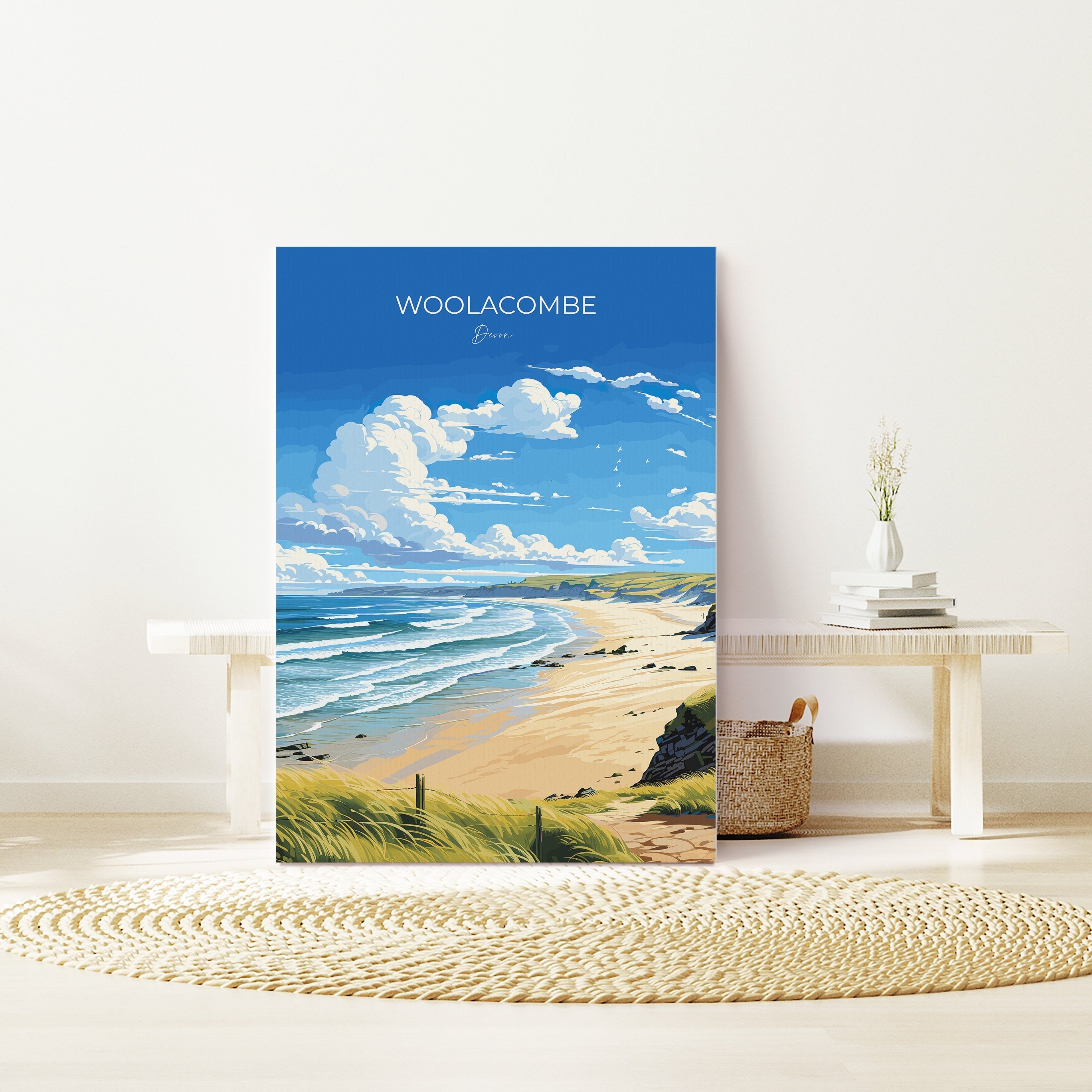 Woolacombe Travel Print Wall Art, Travel Poster of Woolacombe,England, Devon Art Lovers Gift, Travel Art Gift NQ Media Designs