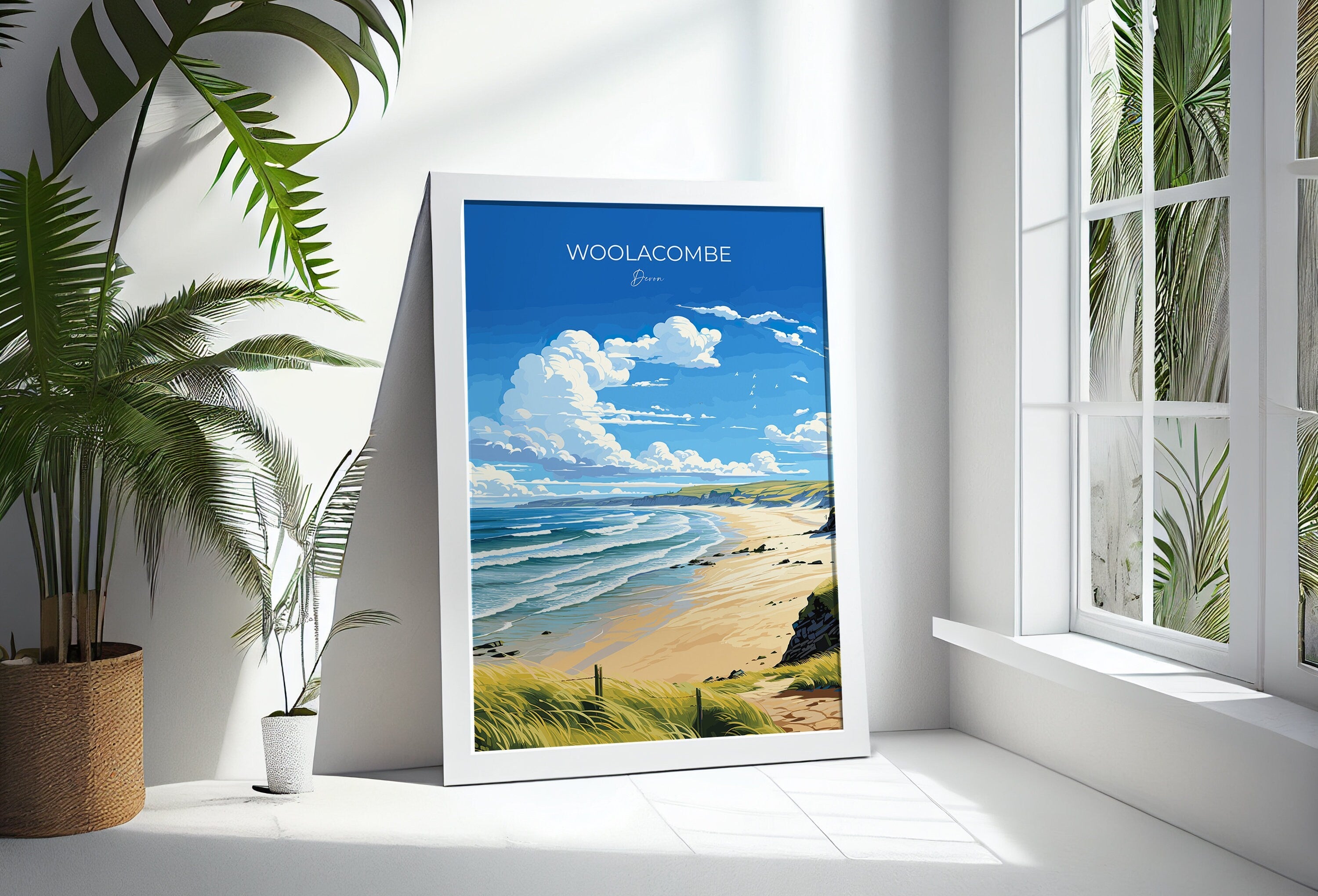 Woolacombe Travel Print Wall Art, Travel Poster of Woolacombe,England, Devon Art Lovers Gift, Travel Art Gift NQ Media Designs