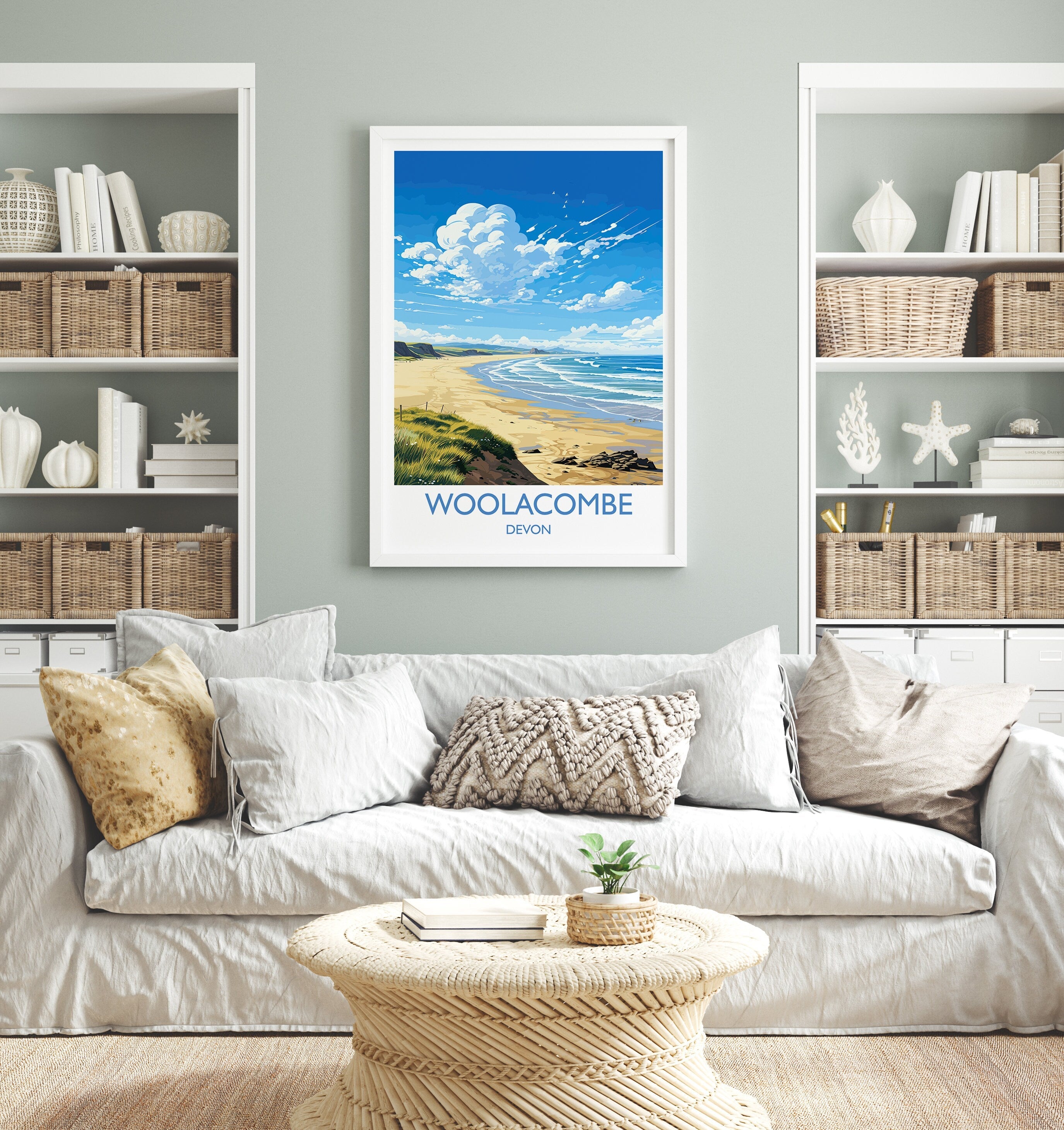 Woolacombe Travel Poster Wall Art, Travel Print of Woolacombe,England, Devon Art Lovers Gift, Travel Art Gift NQ Media Designs