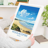 Woolacombe Travel Poster Wall Art, Travel Print of Woolacombe,England, Devon Art Lovers Gift, Travel Art Gift NQ Media Designs