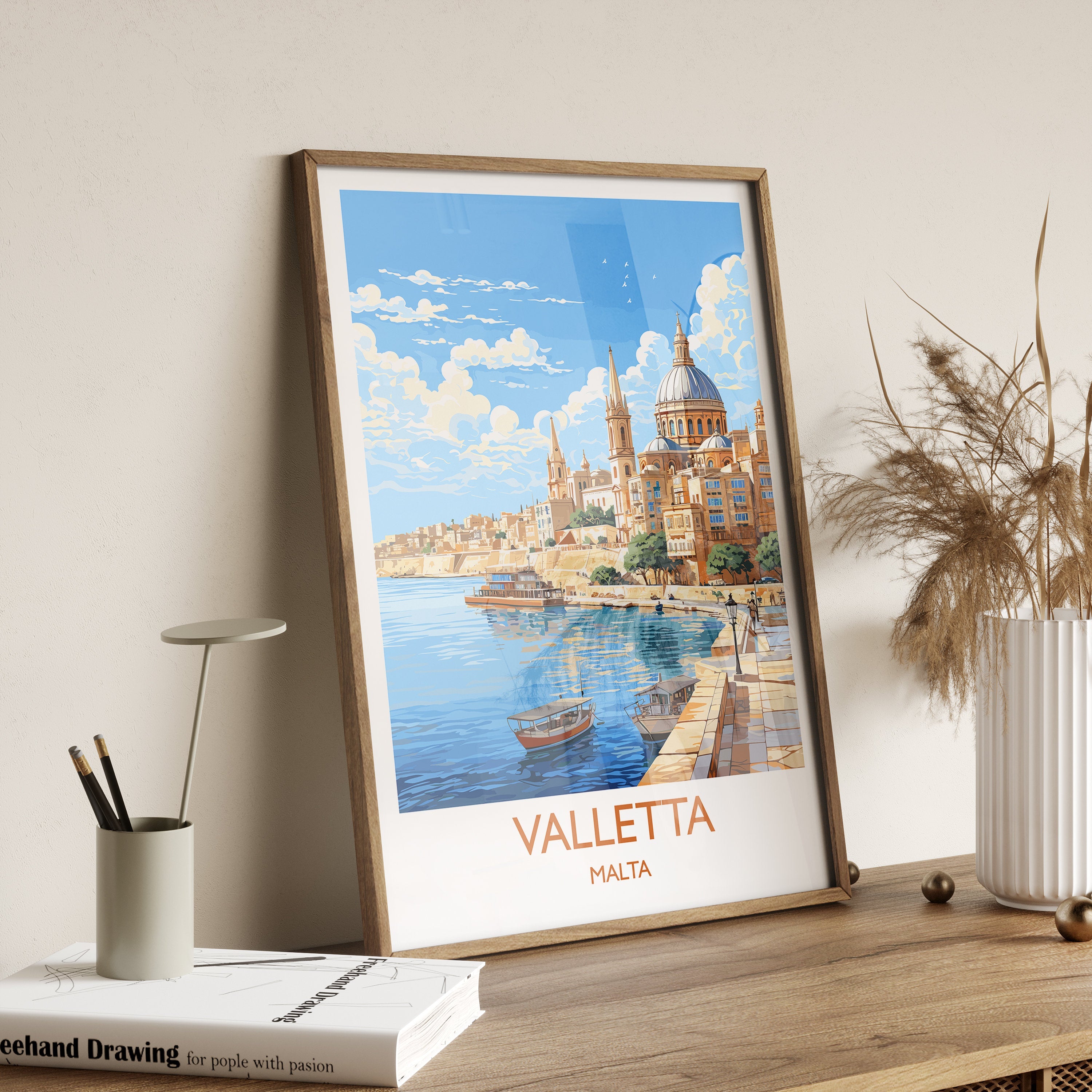Valletta Travel Print Wall Art, Travel Poster of Valletta, Malta, Valletta Art, Valletta Art Lovers Gift, Malta Art Gift NQ Media Designs