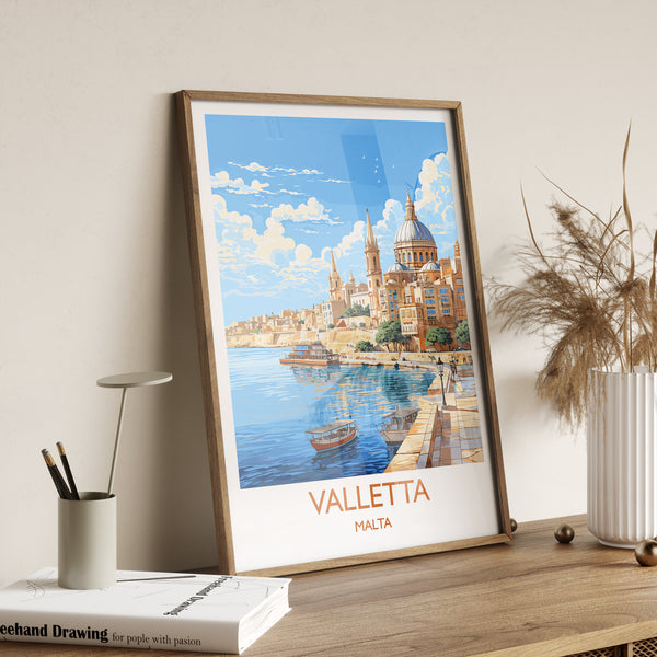 Valletta Travel Print Wall Art, Travel Poster of Valletta, Malta, Valletta Art, Valletta Art Lovers Gift, Malta Art Gift