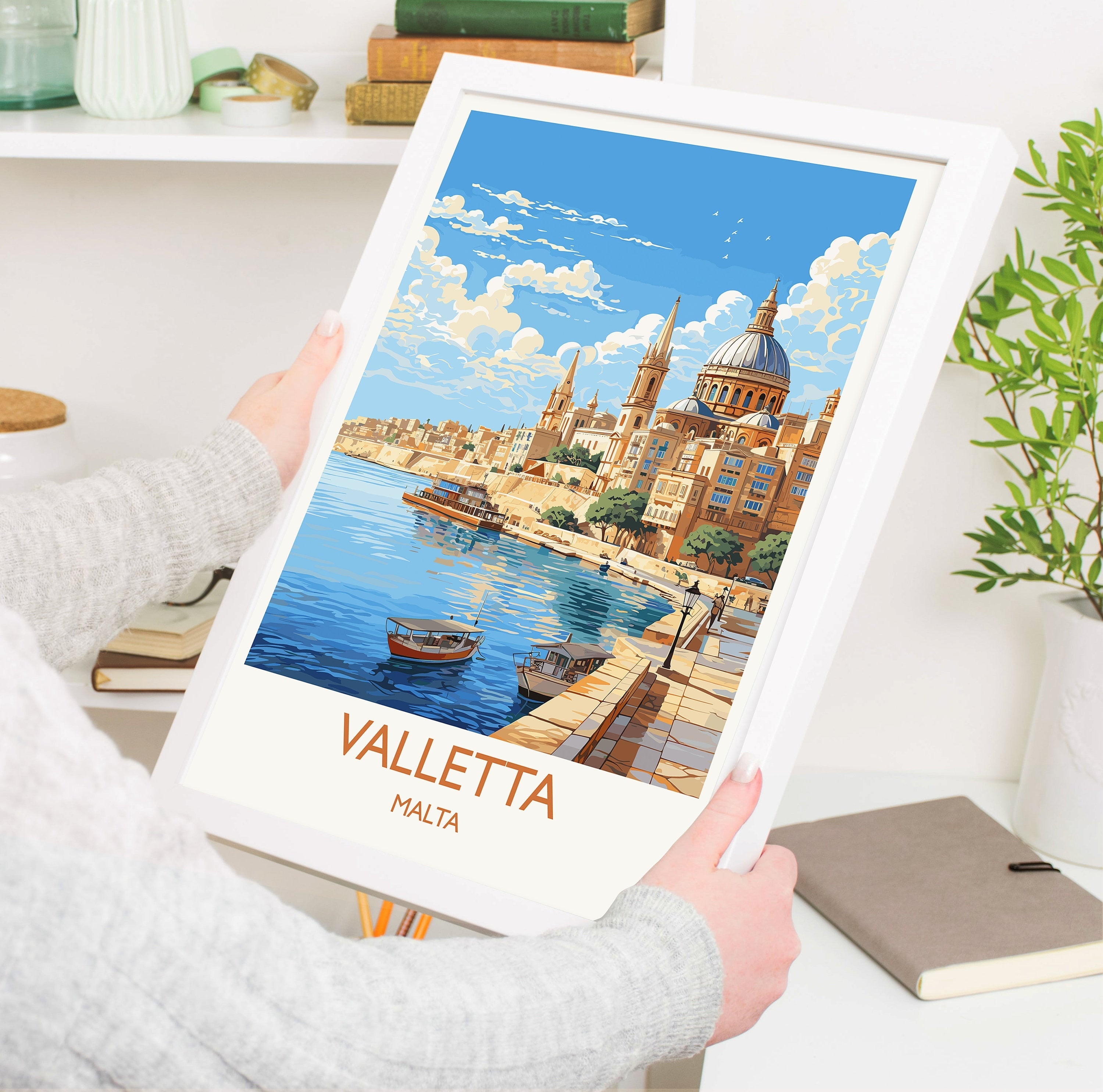 Valletta Travel Print Wall Art, Travel Poster of Valletta, Malta, Valletta Art, Valletta Art Lovers Gift, Malta Art Gift NQ Media Designs