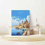 Valletta Travel Poster Wall Art, Travel Print of Valletta, Malta, Valletta Art, Valletta Art Lovers Gift, Malta Art Gift NQ Media Designs