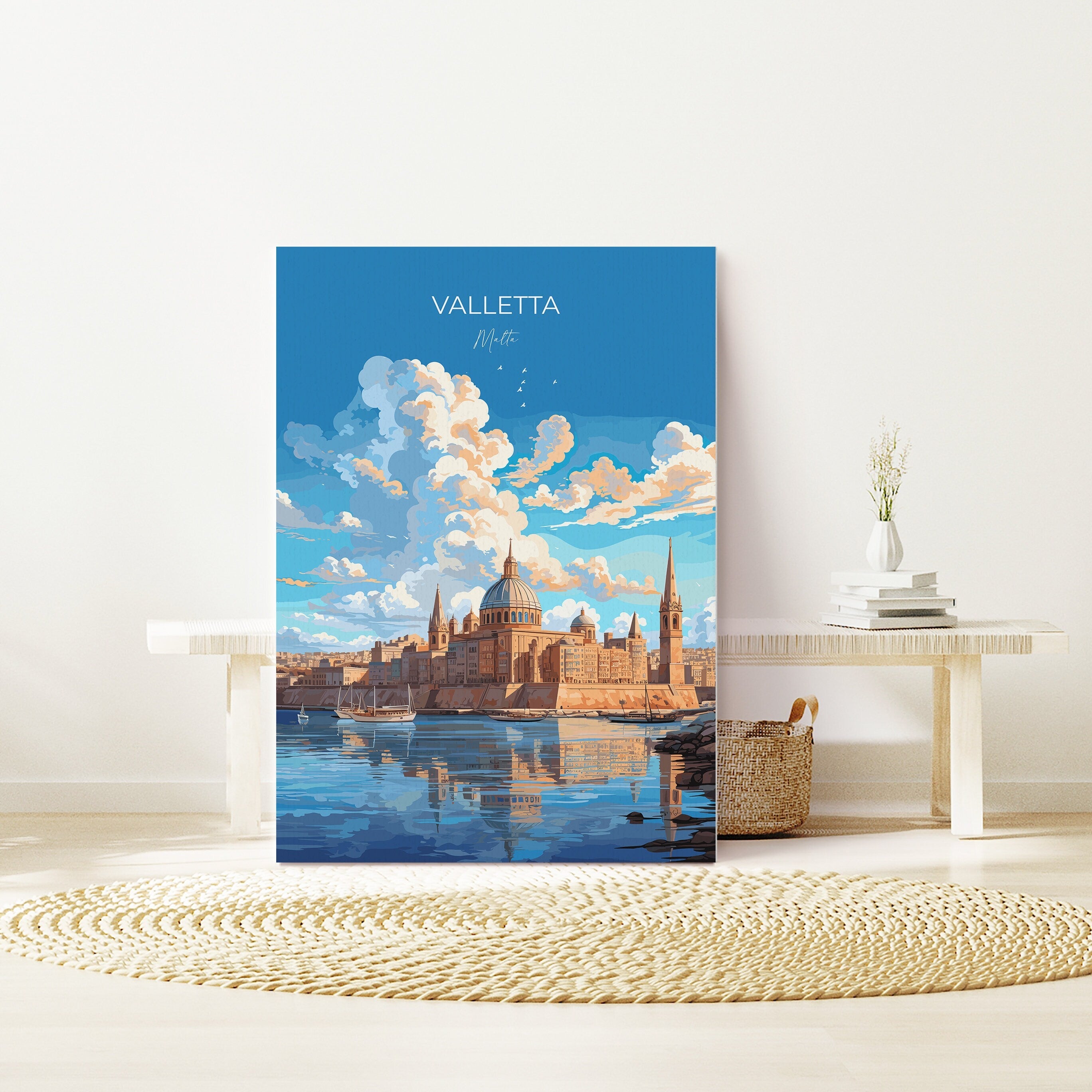 Valletta Travel Poster Wall Art, Travel Print of Valletta, Malta, Valletta Art, Valletta Art Lovers Gift, Malta Art Gift NQ Media Designs