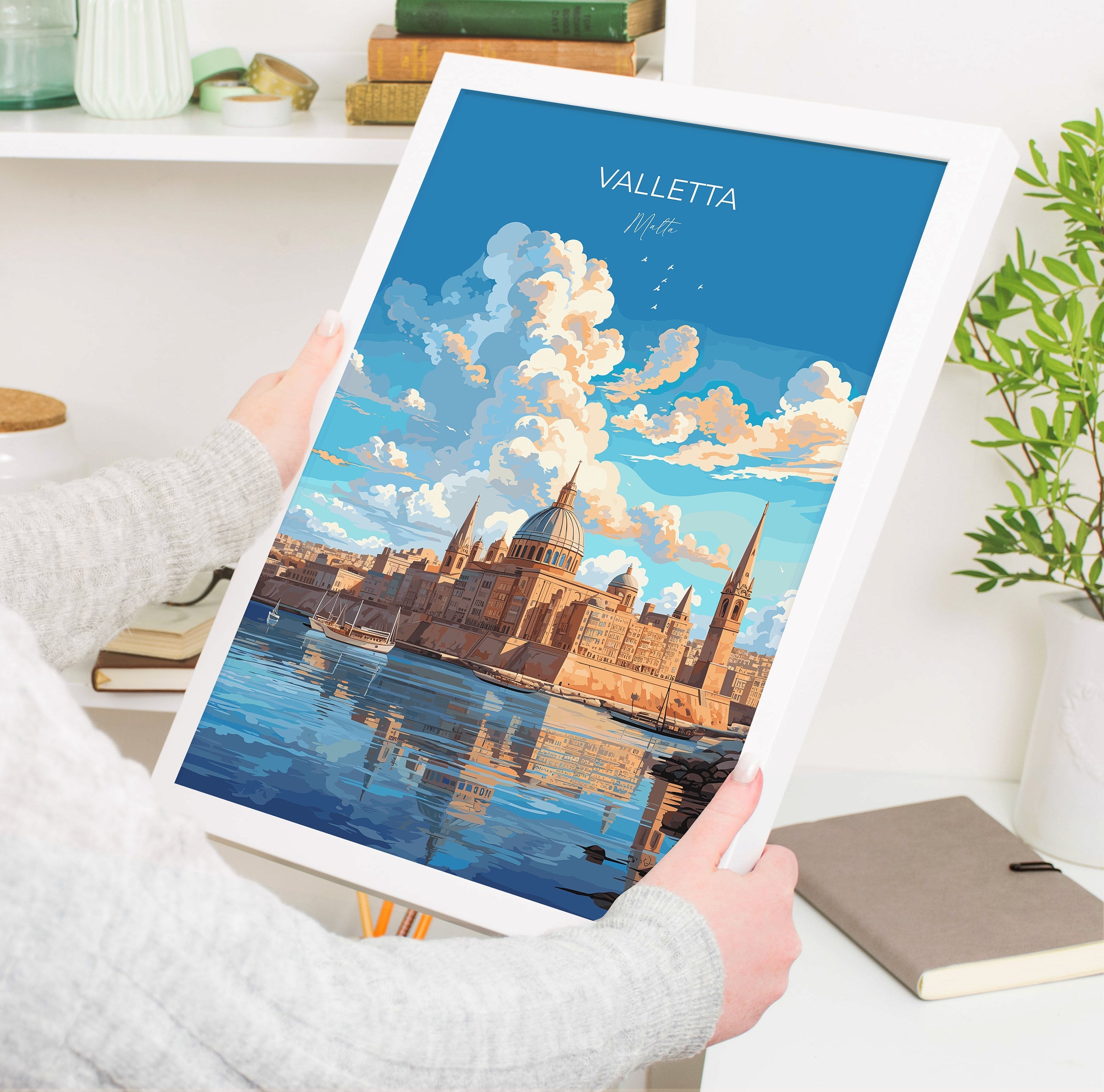 Valletta Travel Poster Wall Art, Travel Print of Valletta, Malta, Valletta Art, Valletta Art Lovers Gift, Malta Art Gift NQ Media Designs