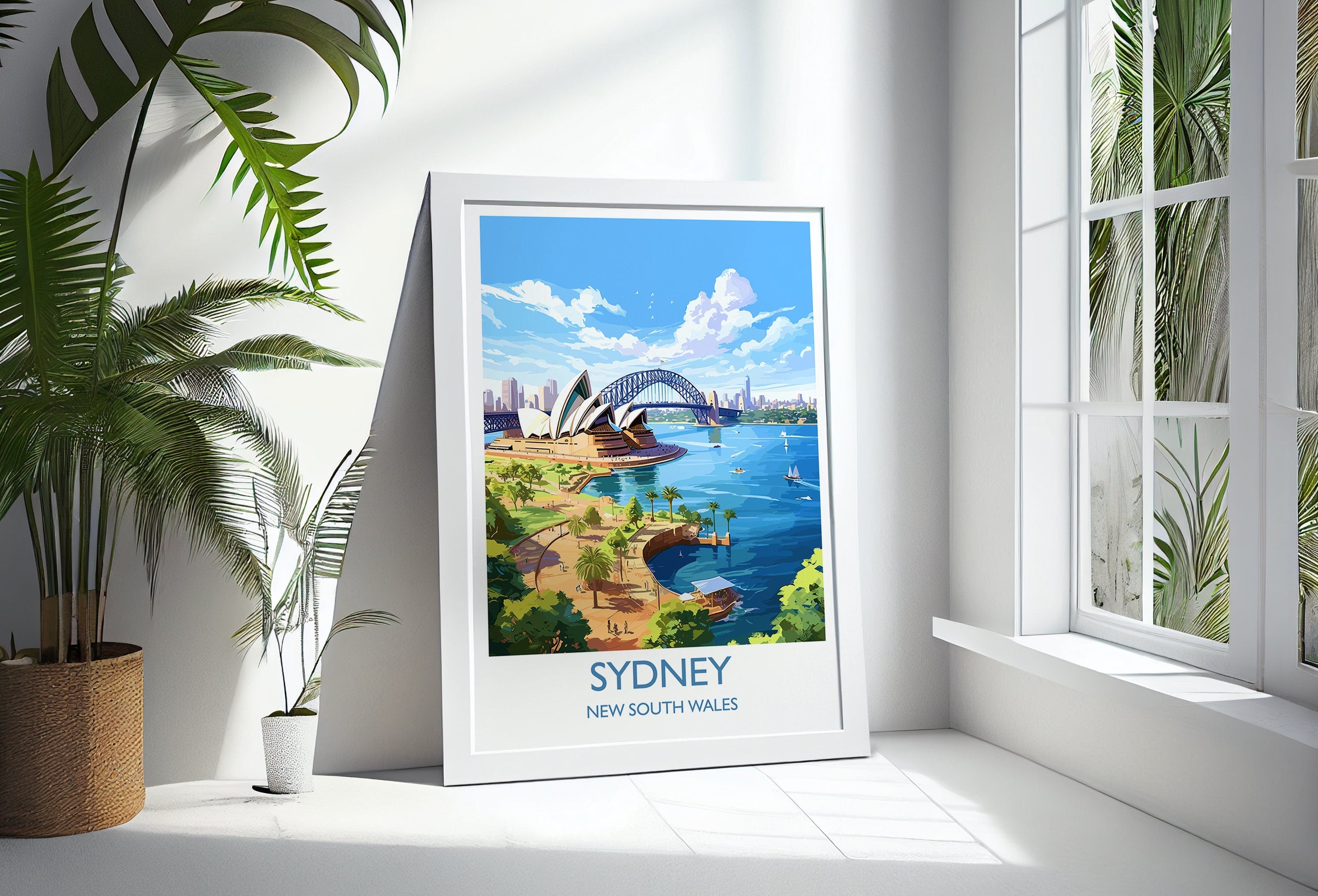 Sydney Travel Print, Travel Poster of Sydney, New South Wales Art, Australia Art Lovers Gift, Sydney Wall Art NQ Media Designs