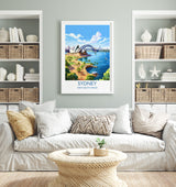 Sydney Travel Print, Travel Poster of Sydney, New South Wales Art, Australia Art Lovers Gift, Sydney Wall Art
