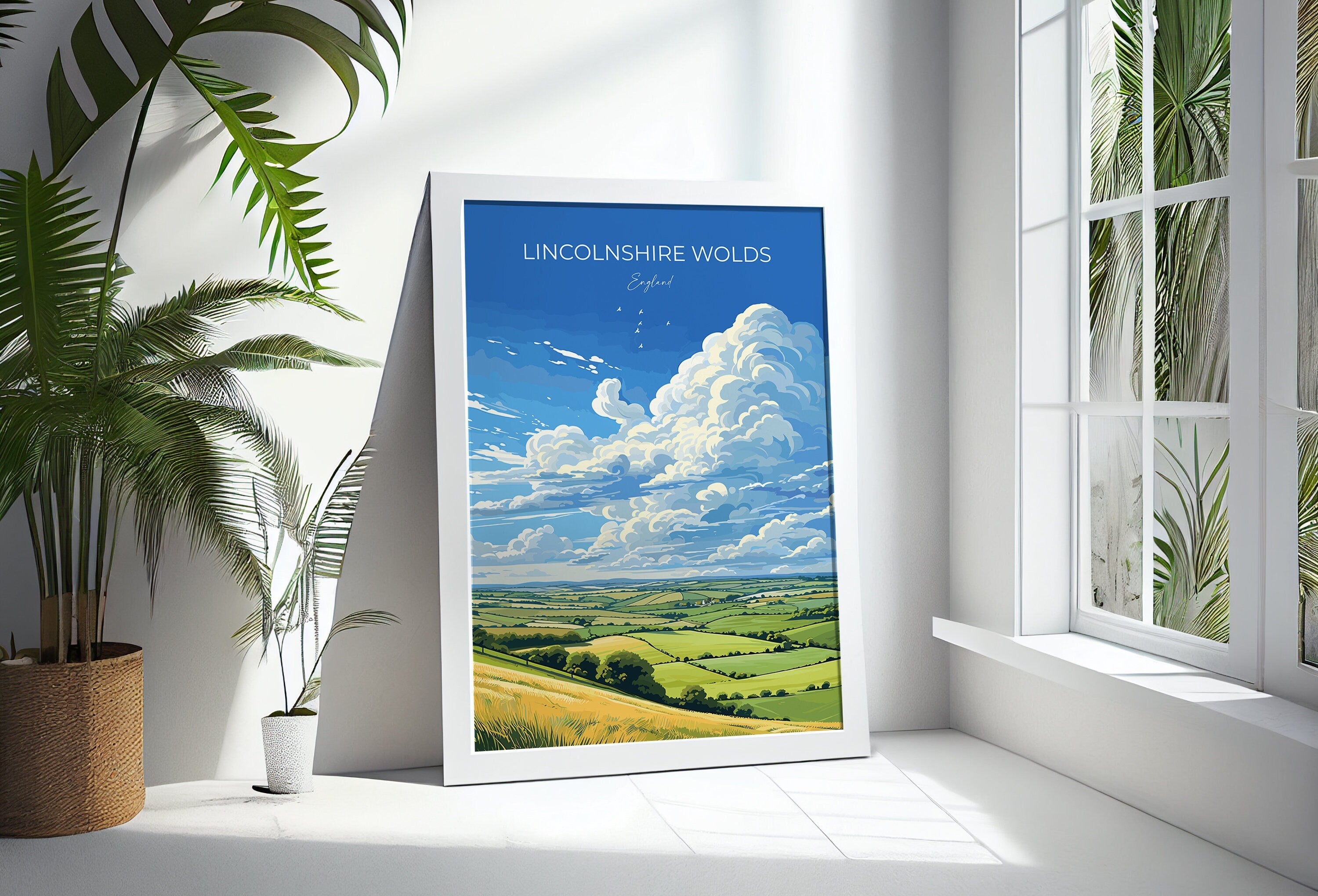 Lincolnshire Wolds Travel Print Wall Art, Travel Poster of Lincolnshire Wolds, England, Lincolnshire Art Lovers Gift, Travel Art Gift NQ Media Designs
