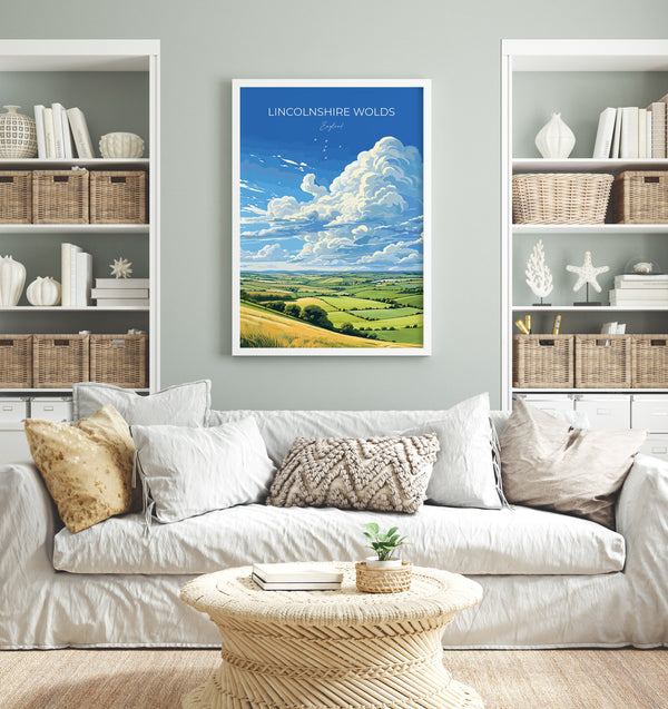 Lincolnshire Wolds Travel Print Wall Art, Travel Poster of Lincolnshire Wolds, England, Lincolnshire Art Lovers Gift, Travel Art Gift