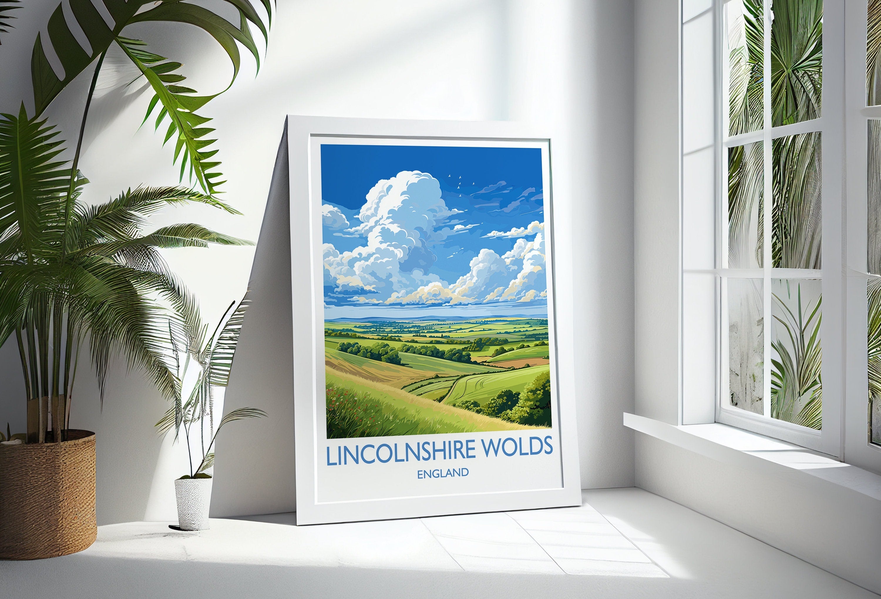 Lincolnshire Wolds Travel Poster Wall Art, Travel Print of Lincolnshire Wolds, England, Lincolnshire Art Lovers Gift, Travel Art Gift NQ Media Designs