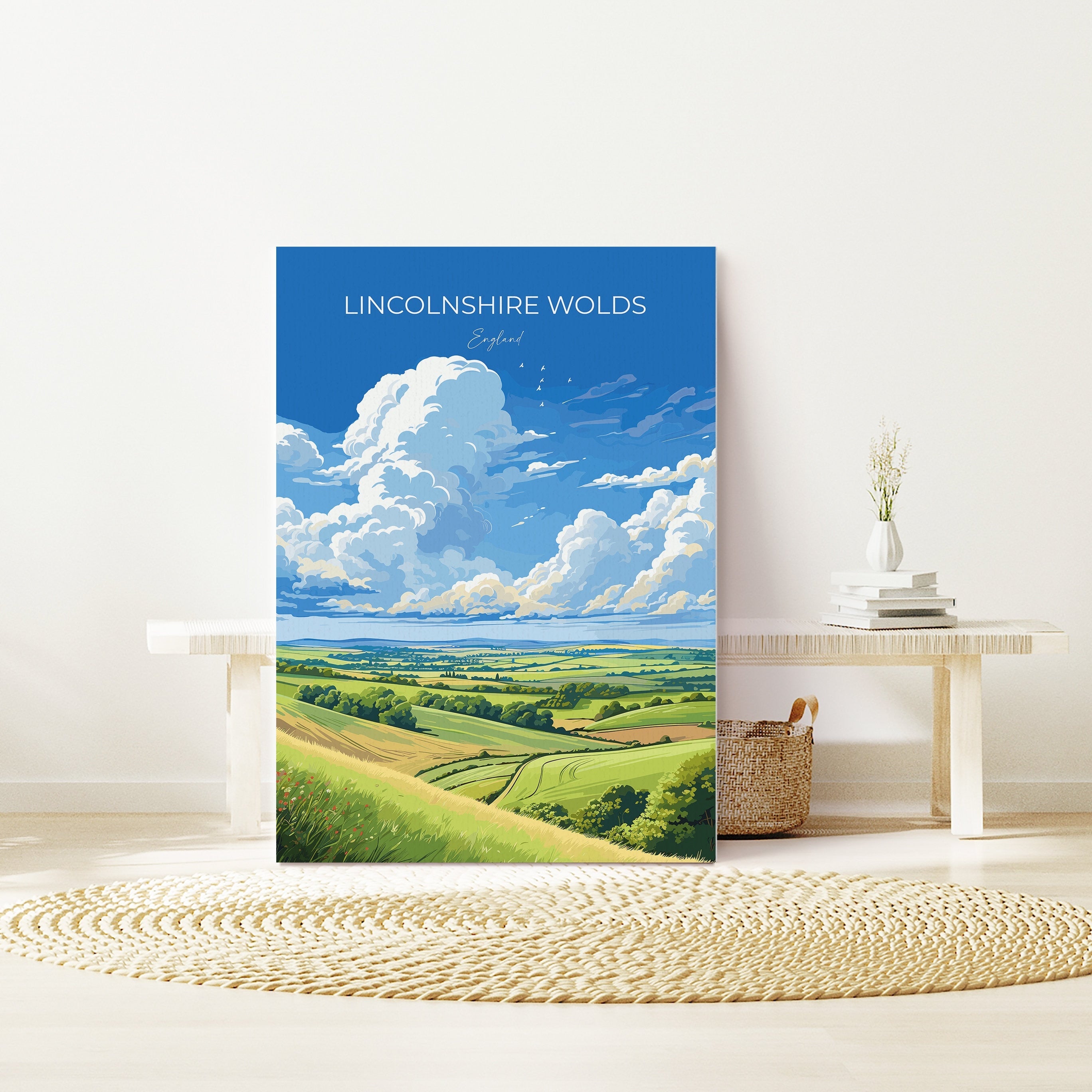 Lincolnshire Wolds Travel Print Wall Art, Travel Poster of Lincolnshire Wolds, England, Lincolnshire Art Lovers Gift, Travel Art Gift NQ Media Designs