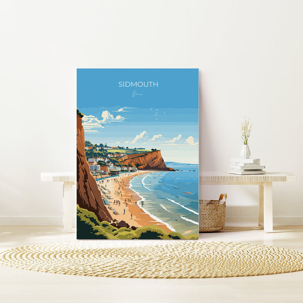 Sidmouth Travel Poster, Travel Print of Sidmouth, England, Devon Art, Sidmouth Art Lovers Gift, Wall Art Print