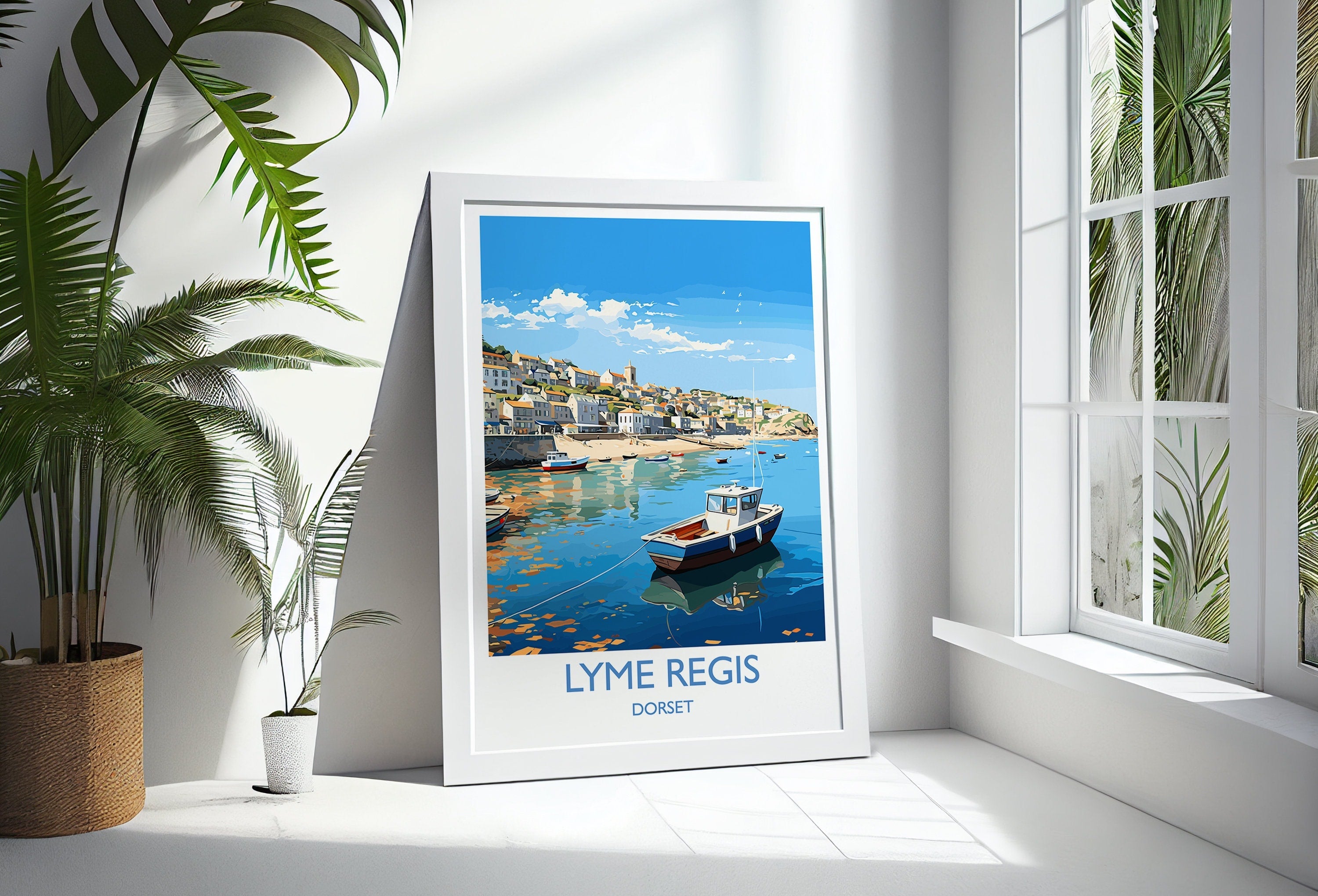 Lyme Regis Travel Print, Travel Poster of Lyme Regis, England, Dorset Art, Lyme Regis Art Lovers Gift, Wall Art Print NQ Media Designs